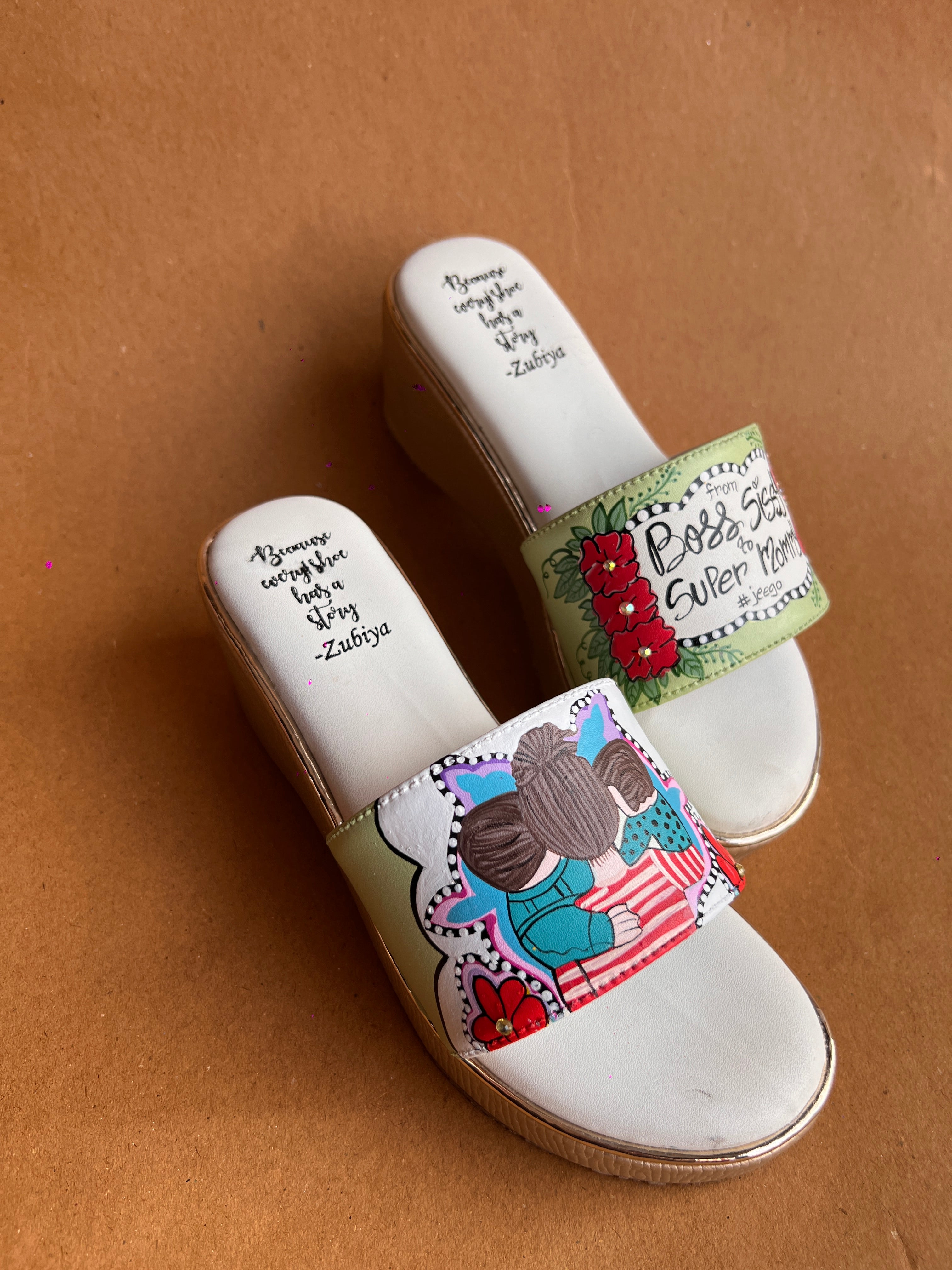 Pista green golden wedges heels