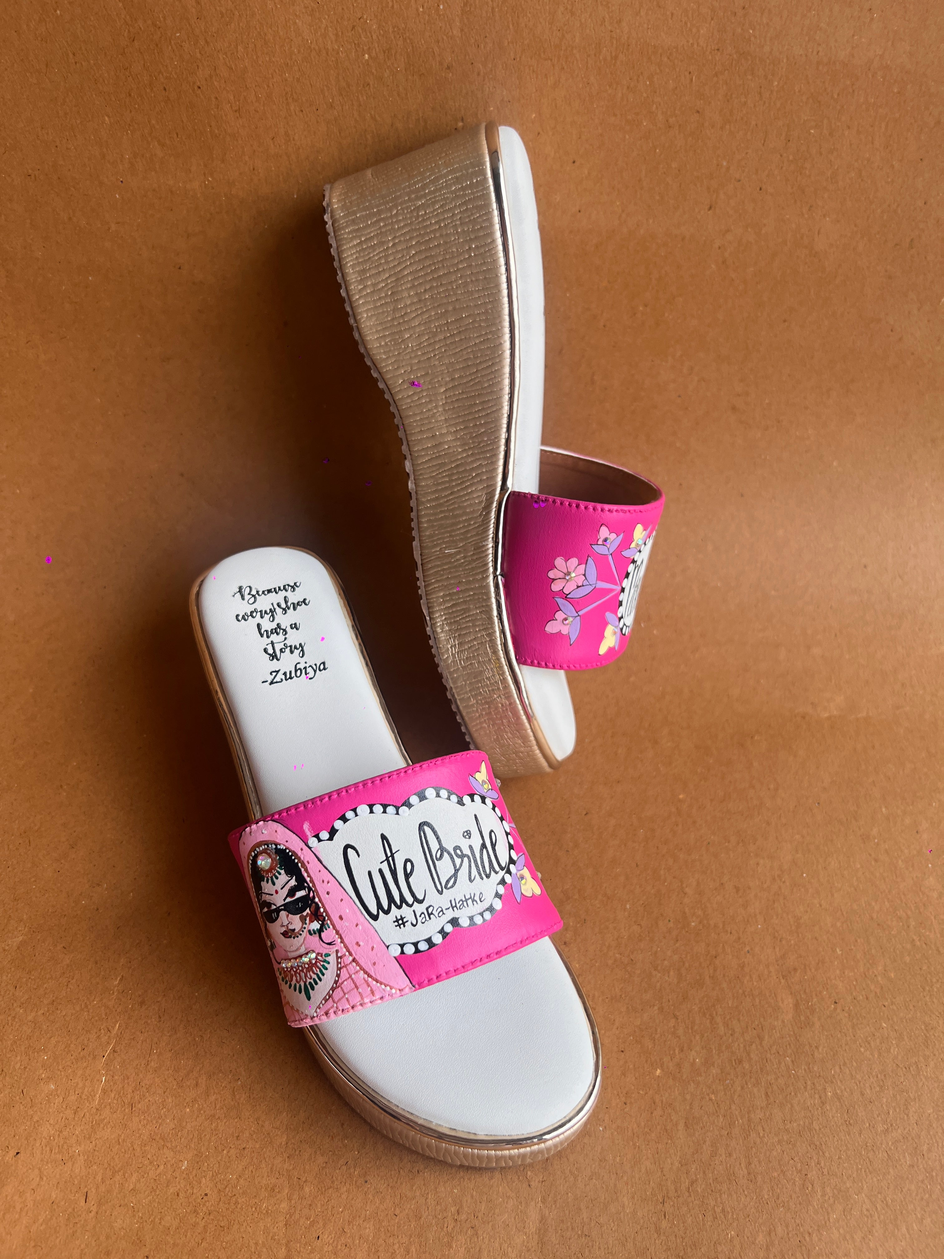 Pink golden wedges swag dulhan heels