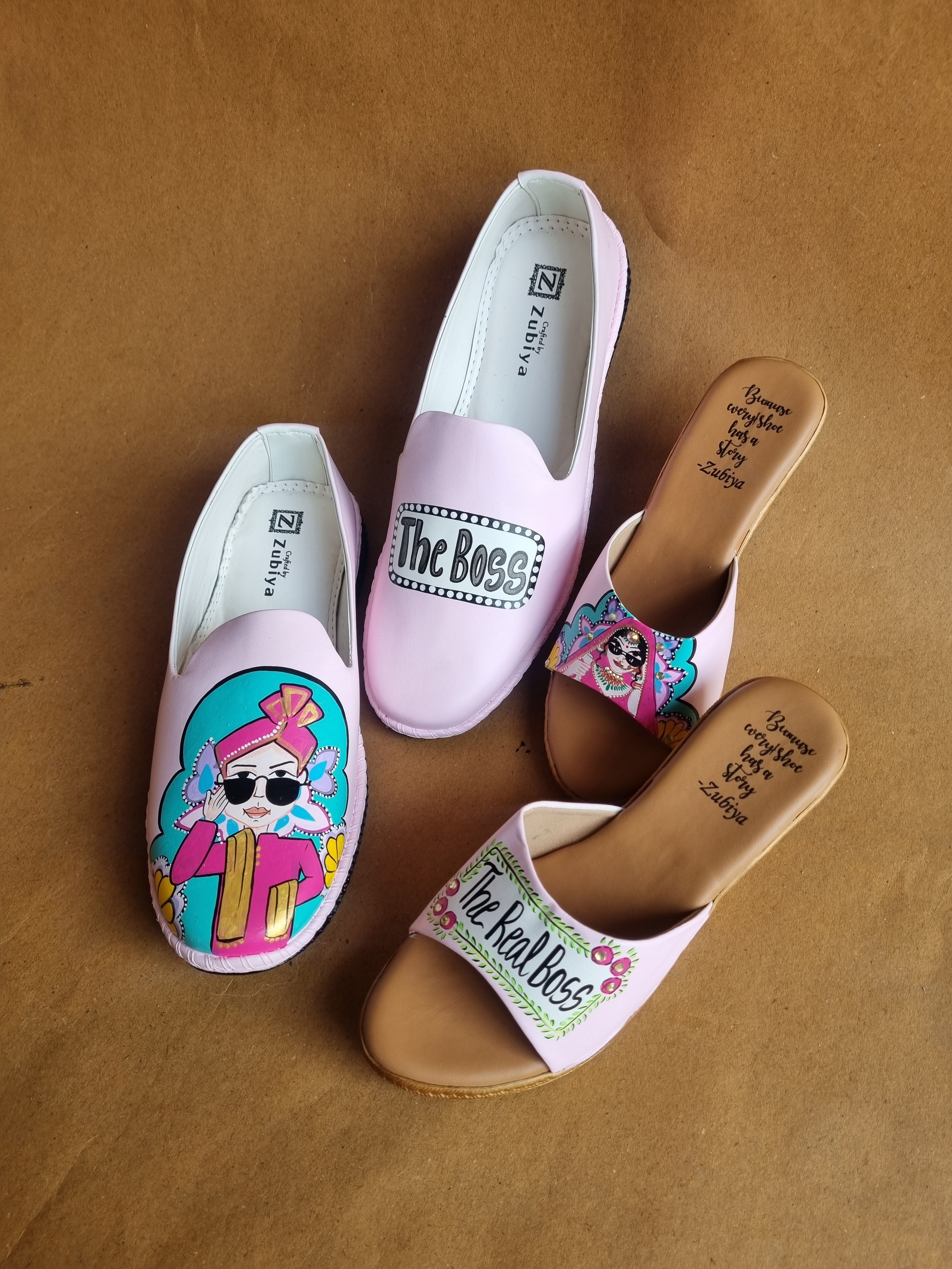 Baby pink men’s Mojris - 3.5 inch wedges couple combo