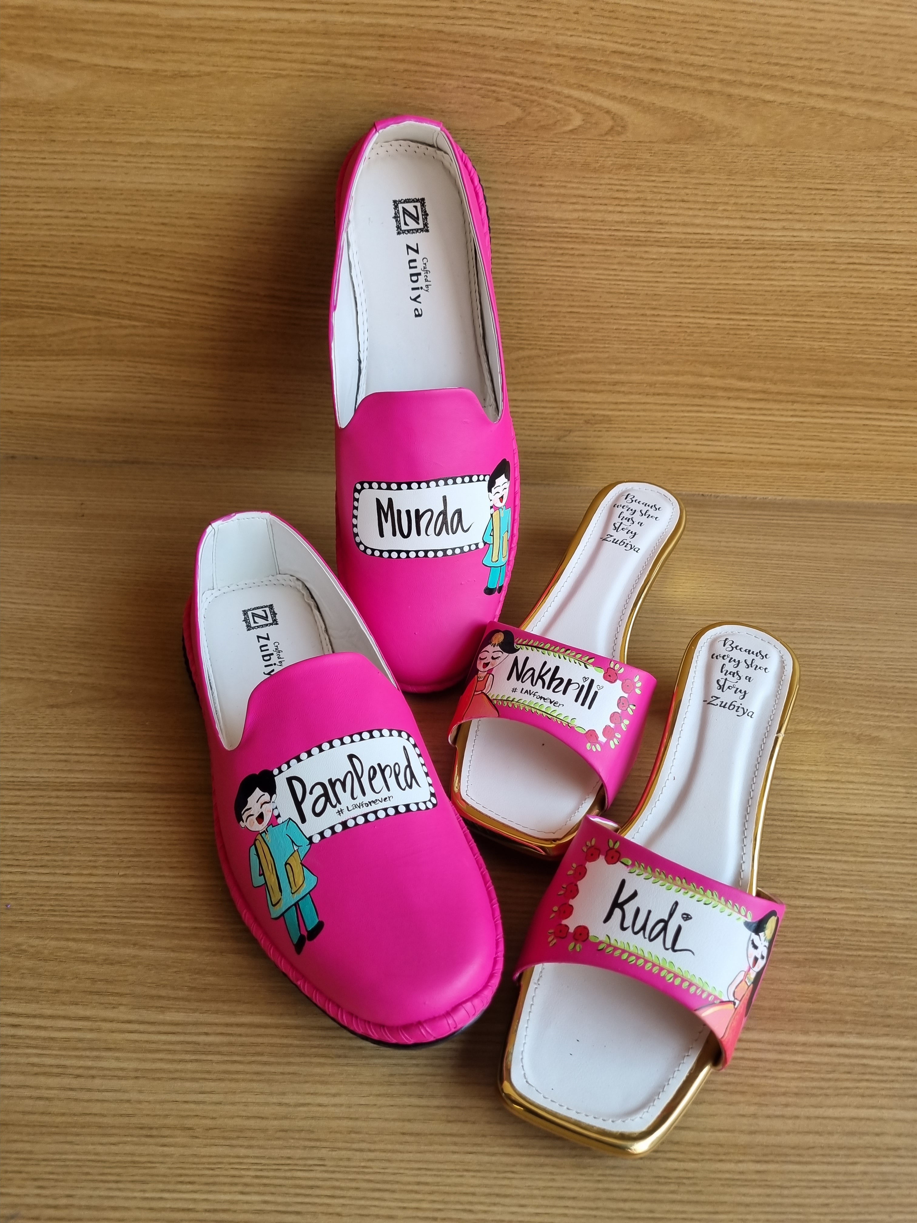 Hot pink pampered munda-nakrili kudi swag couple combo