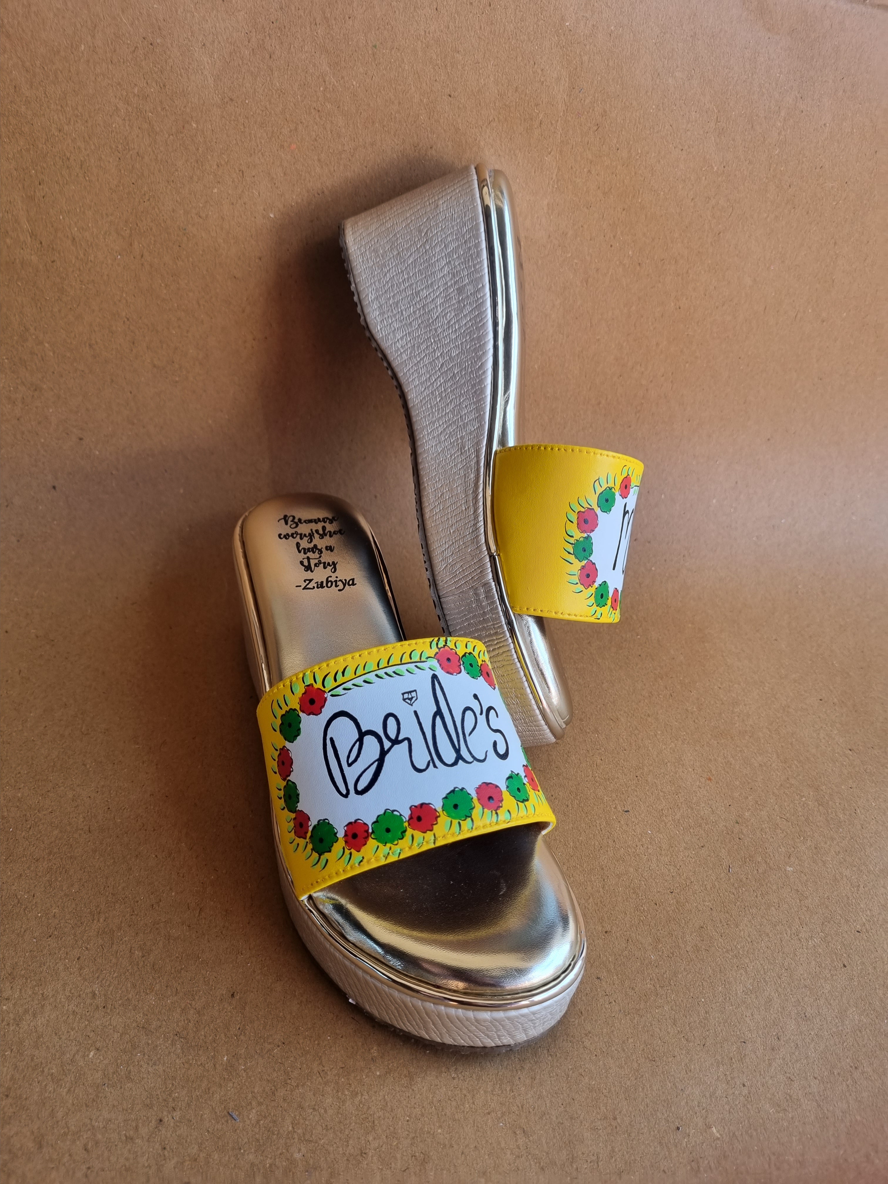 Brides mom 3 inch yellow golden wedges heels