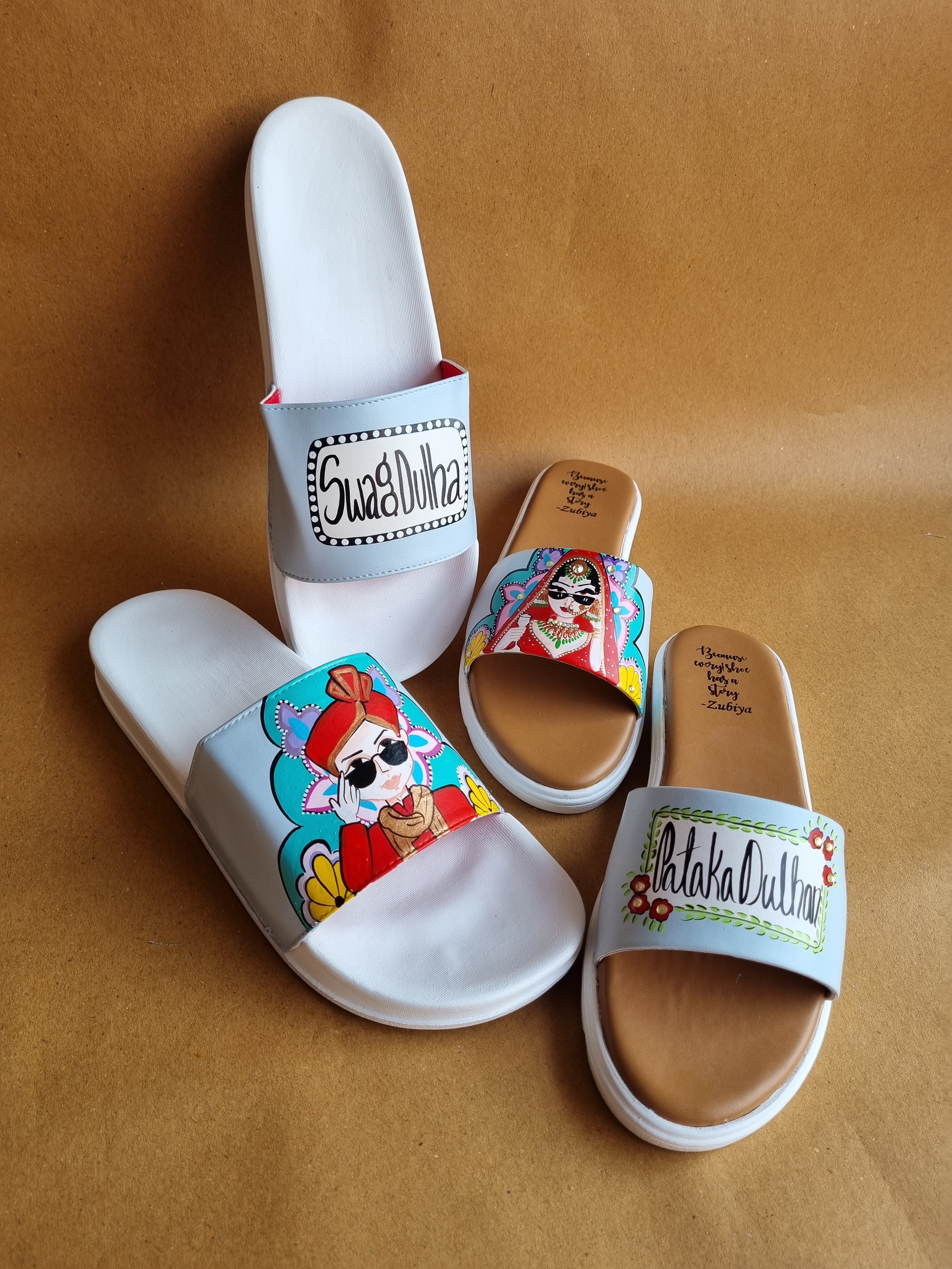 Powder blue Sliders swag couple flats combo