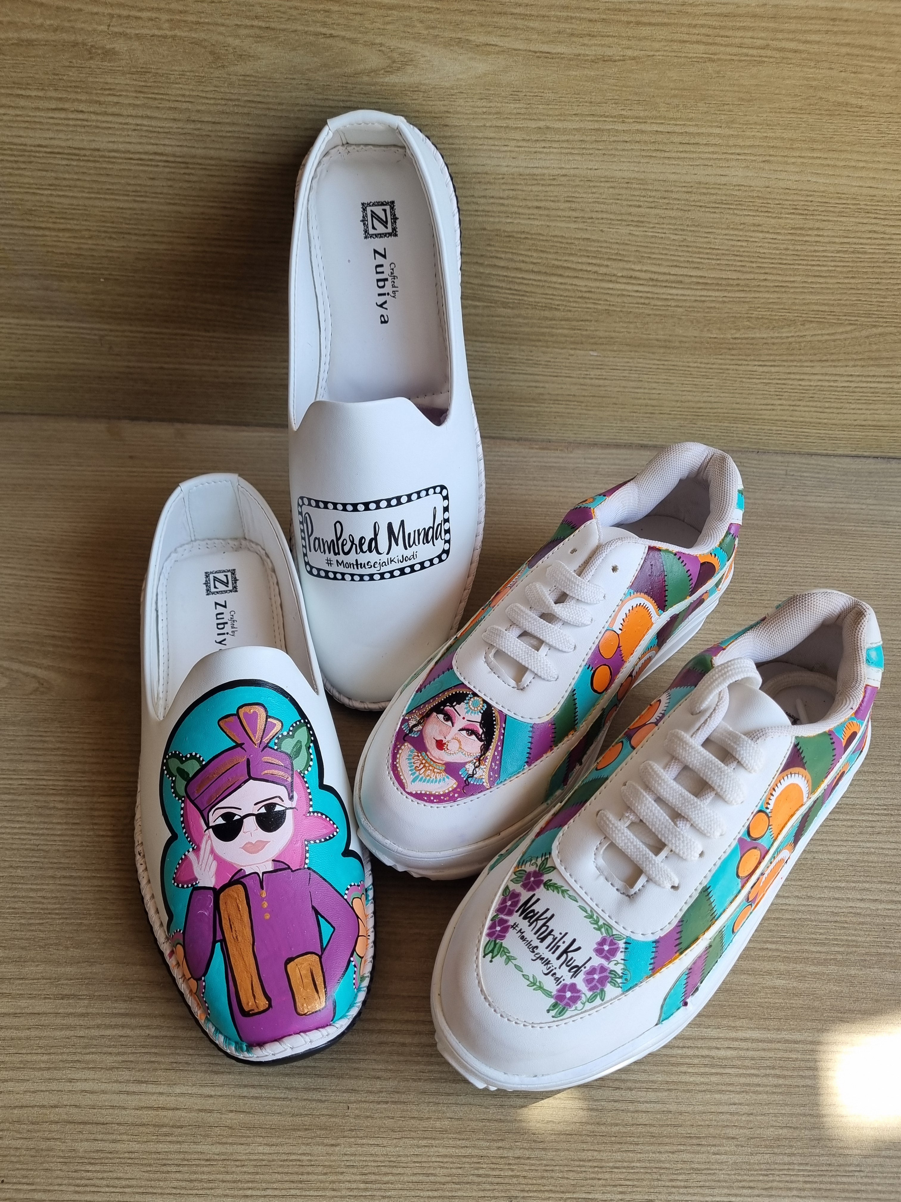 White mojri-heel sneakers couple Combo