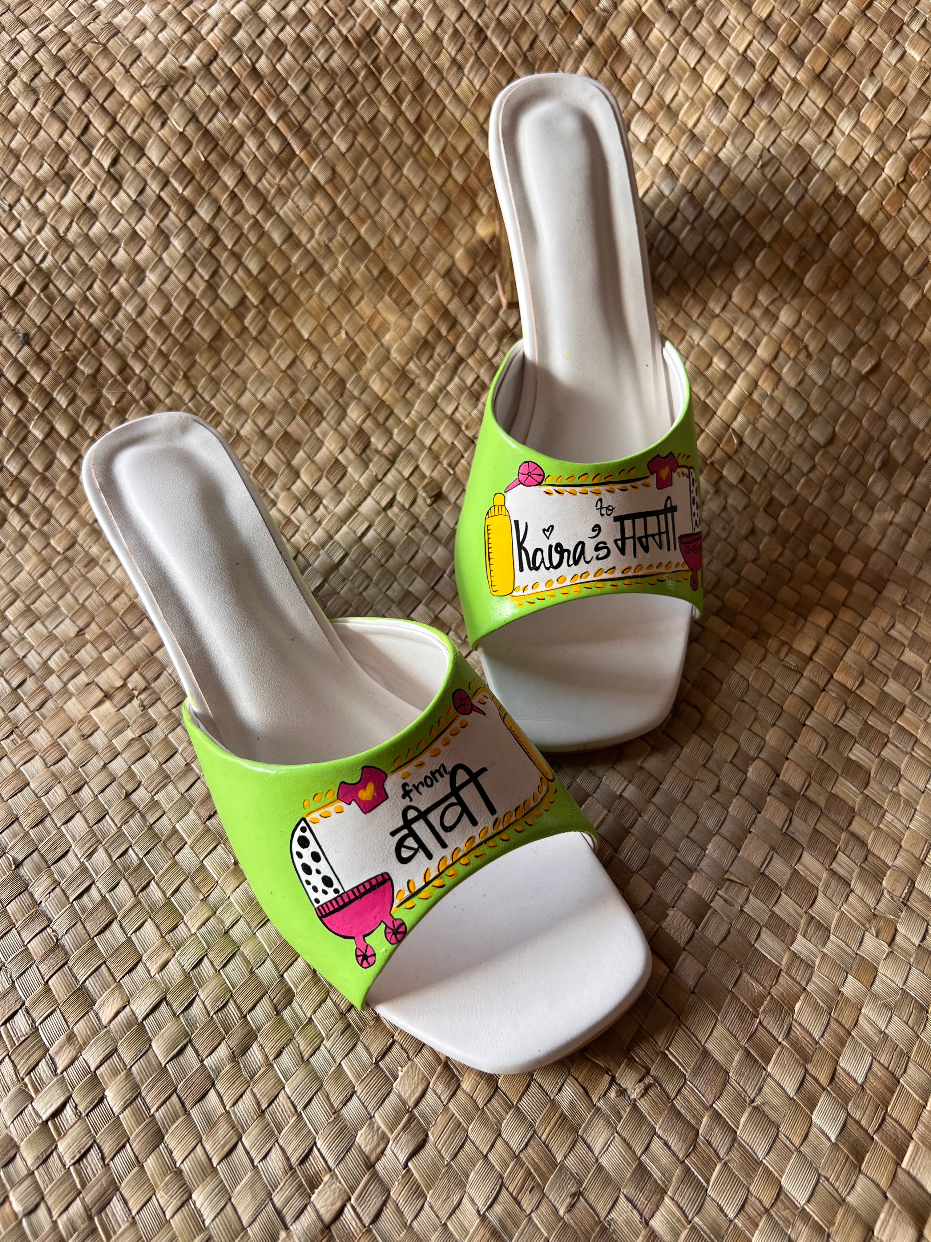 Mom to be neon green heels