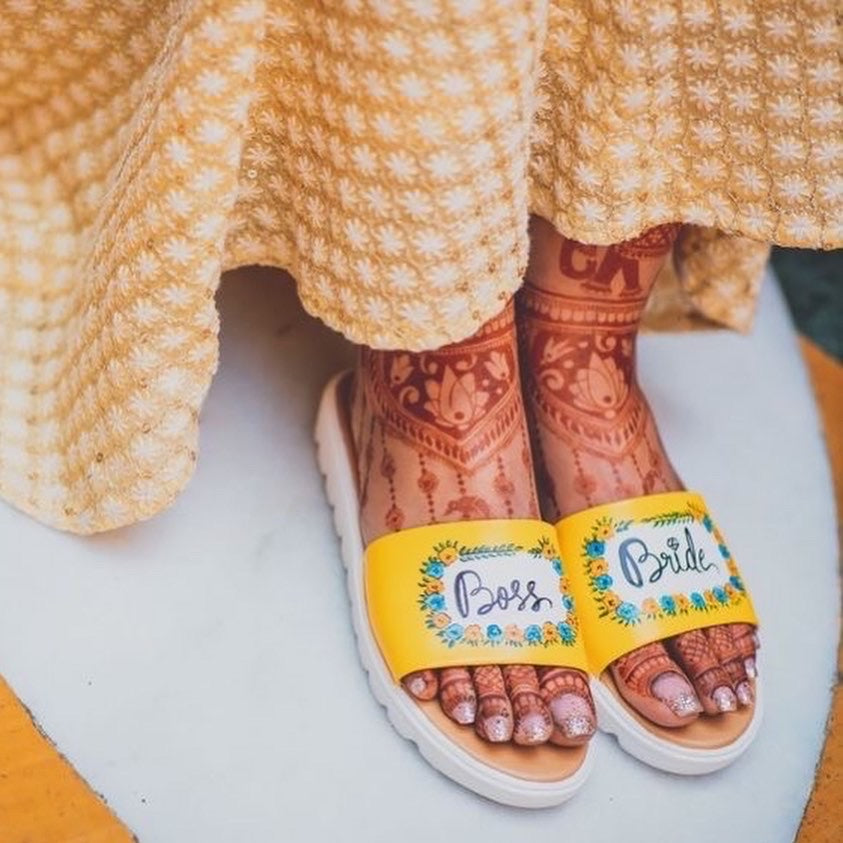 Boss bride yellow slides