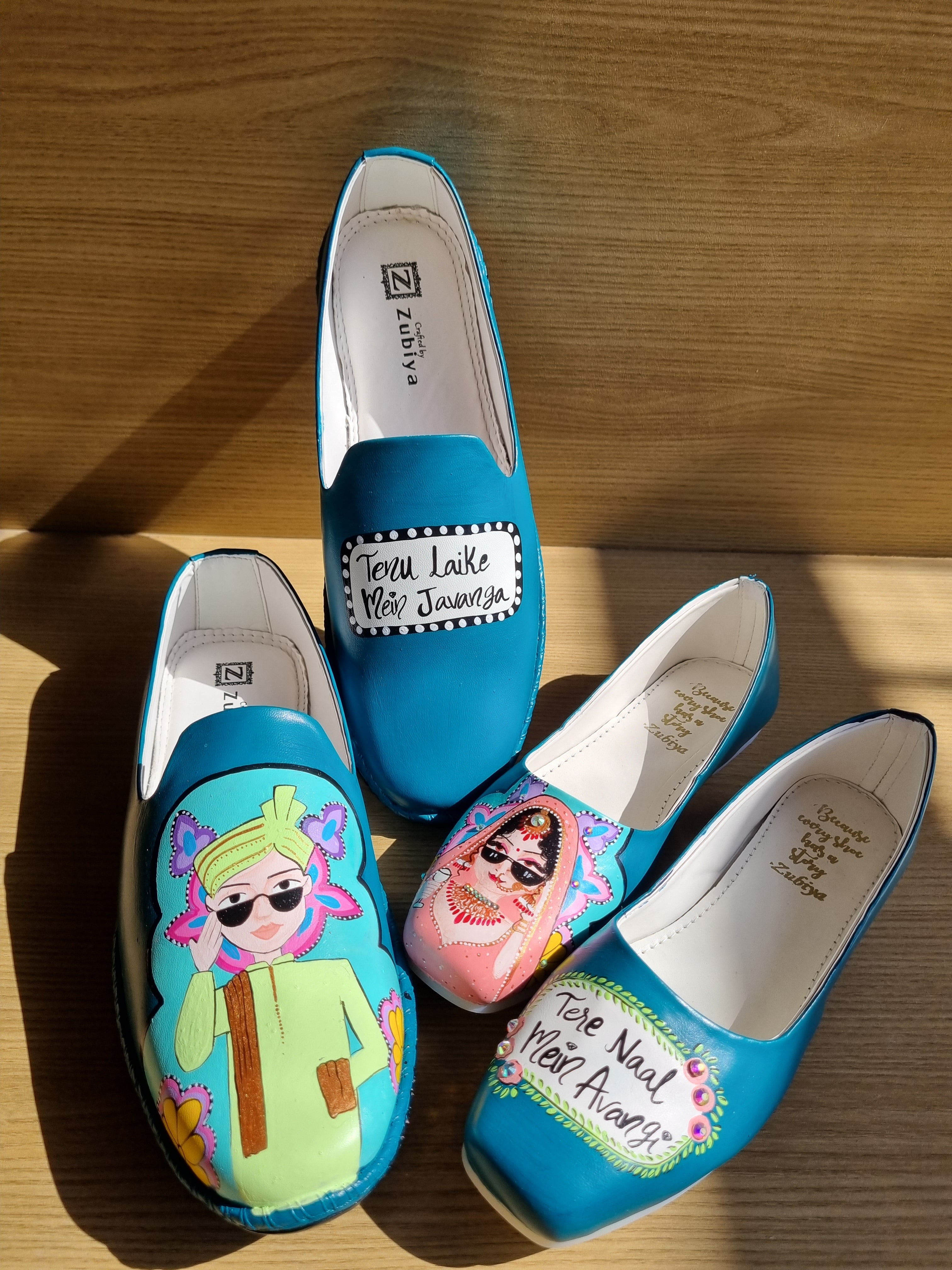 Teal color MOJRI jutti combo