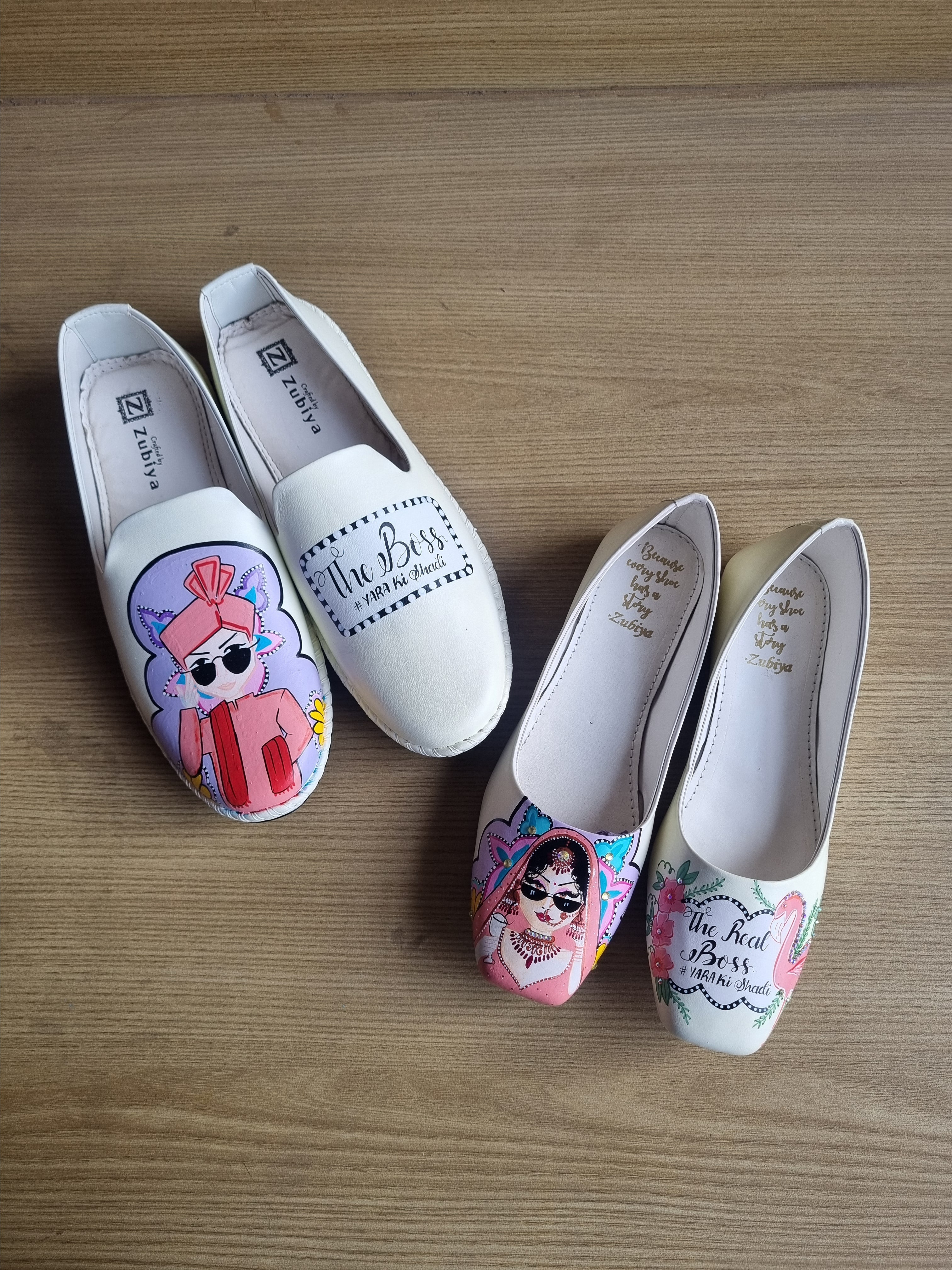 Off white jutti MOJRI flamingo combo