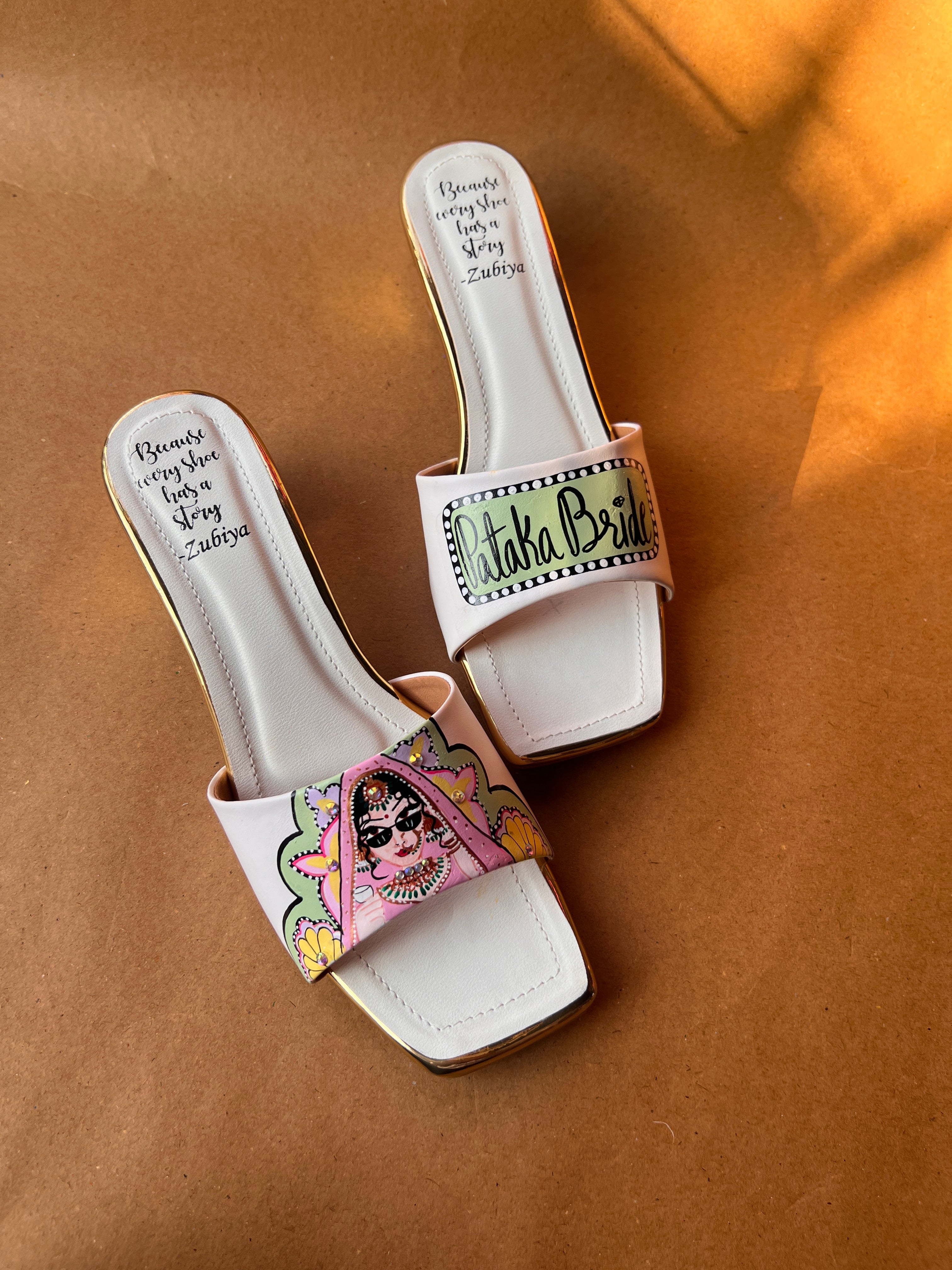 White pista Swag Dulhan Artwork Heels