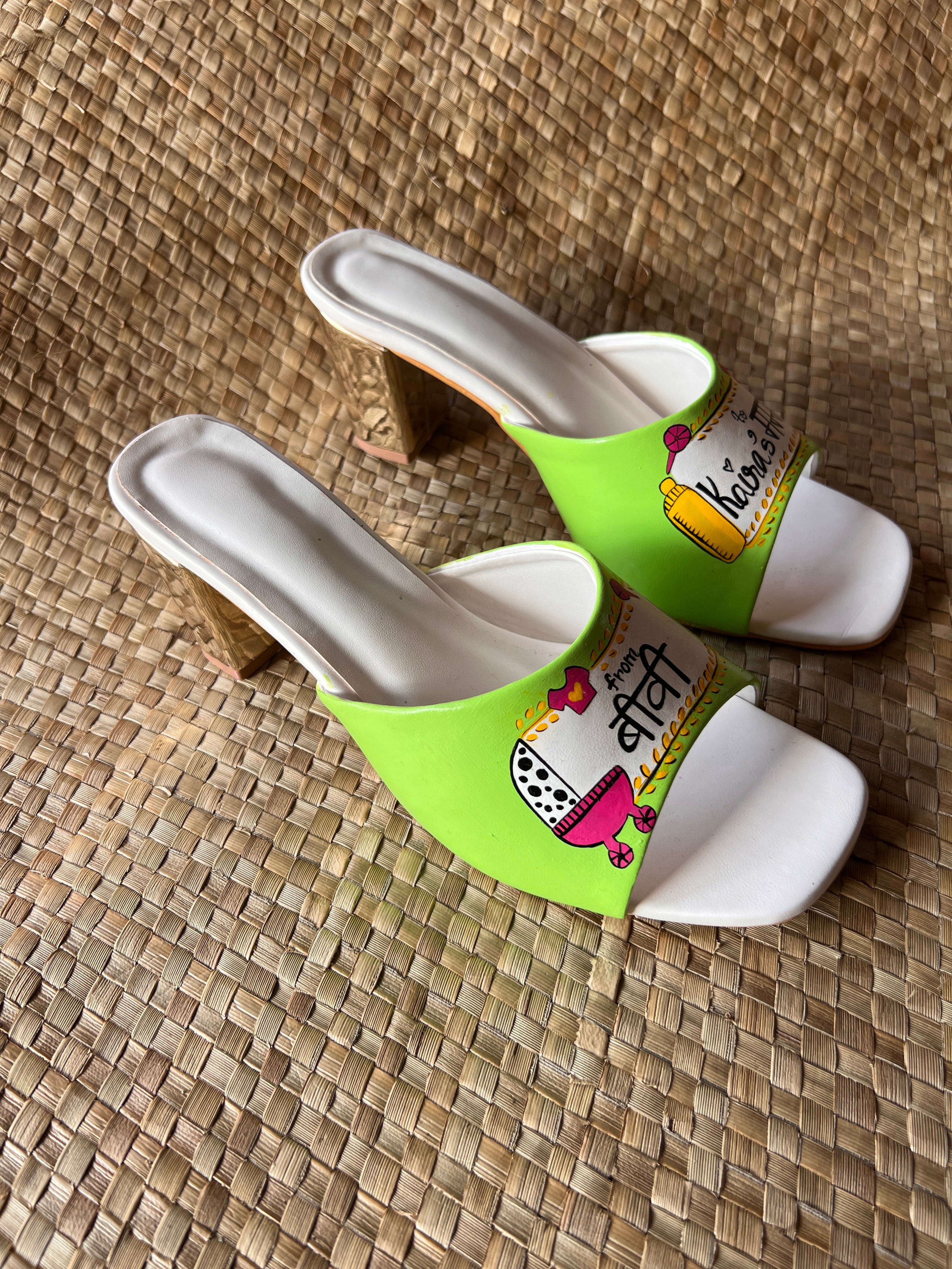 Mom to be neon green heels