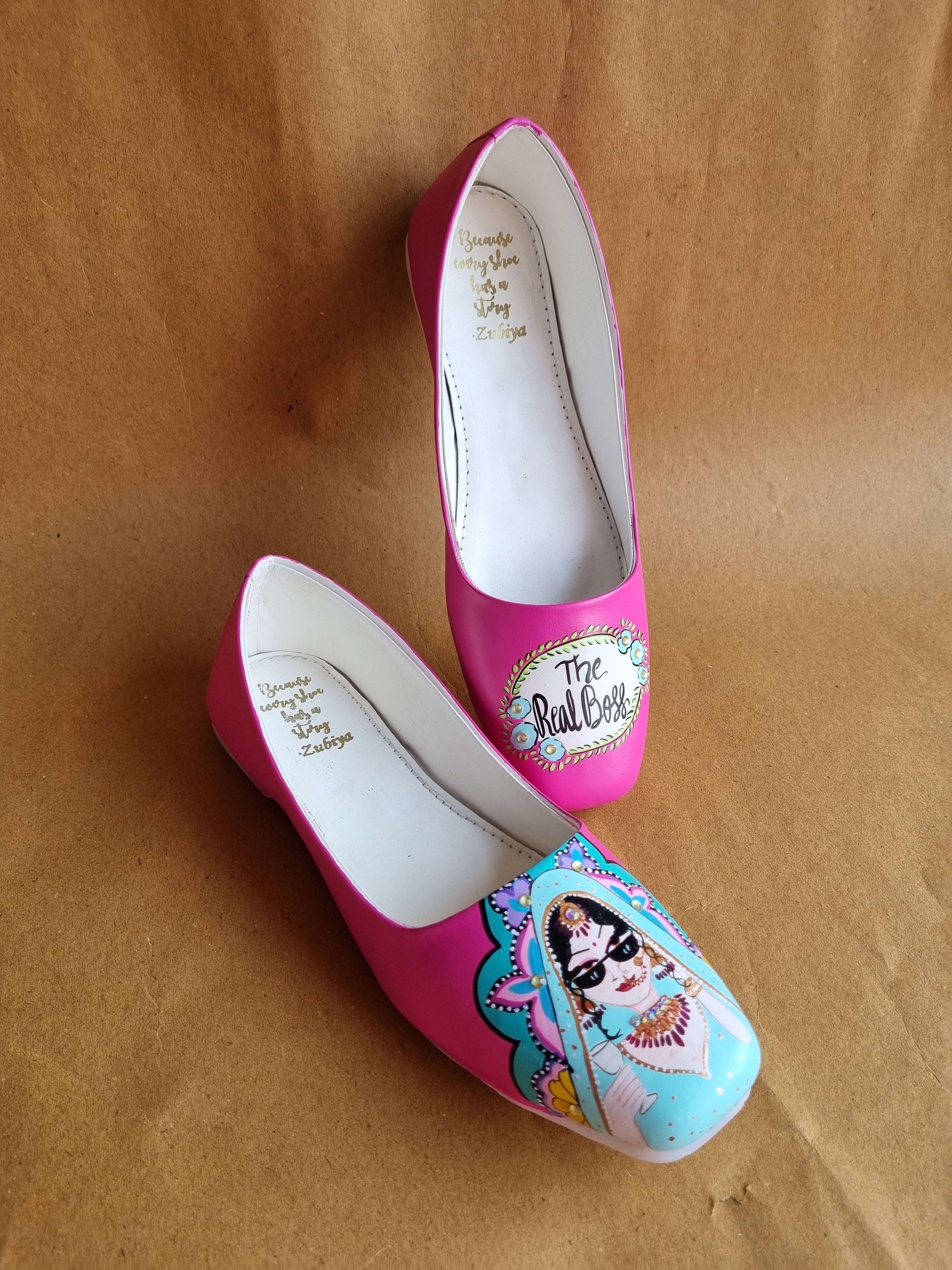 Hot pink swag dulhan round toe juttis