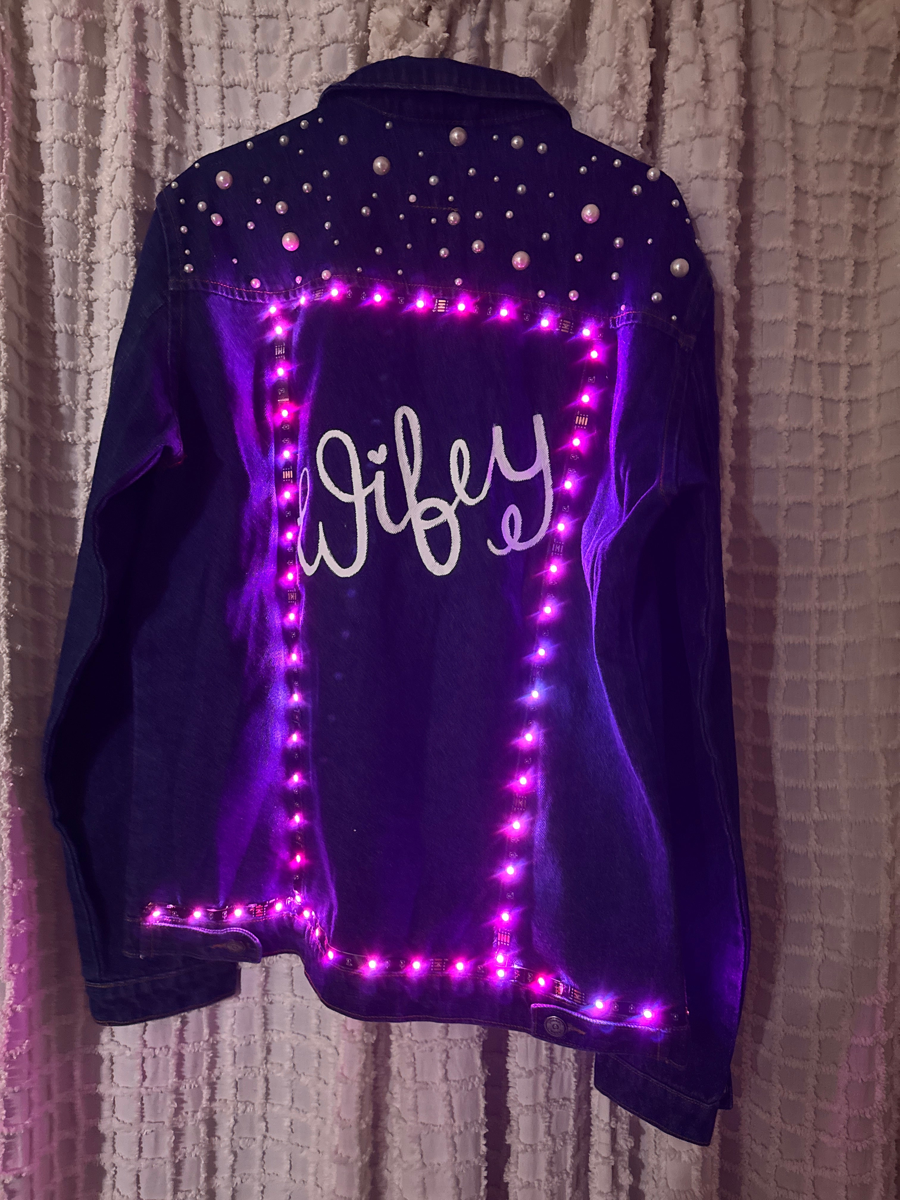 Wifey Pearl Denim jacket with LED lights