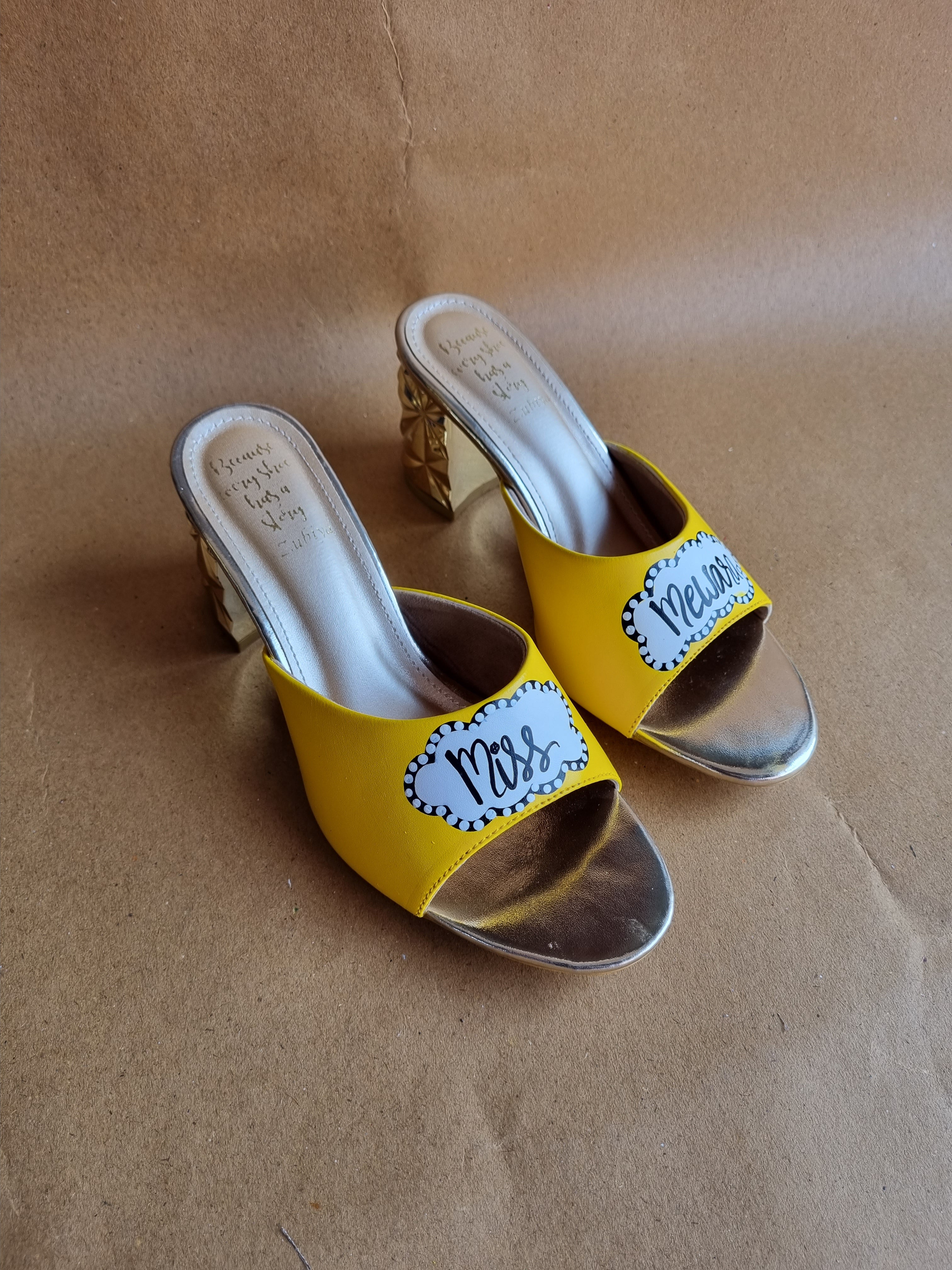 Yellow bubble 3 inch heels