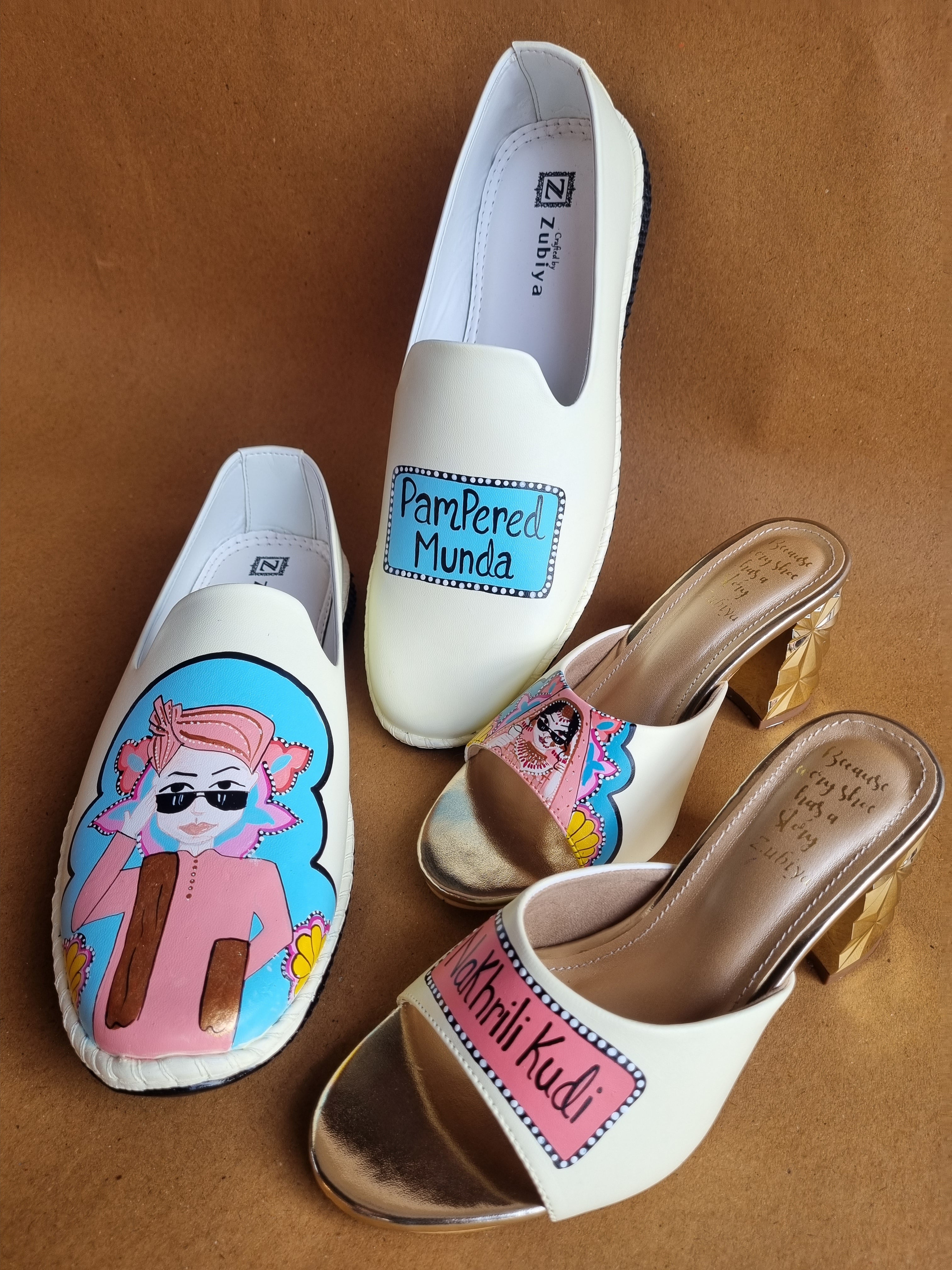 Beige  3”inch heels- mens mojri swag couple combo