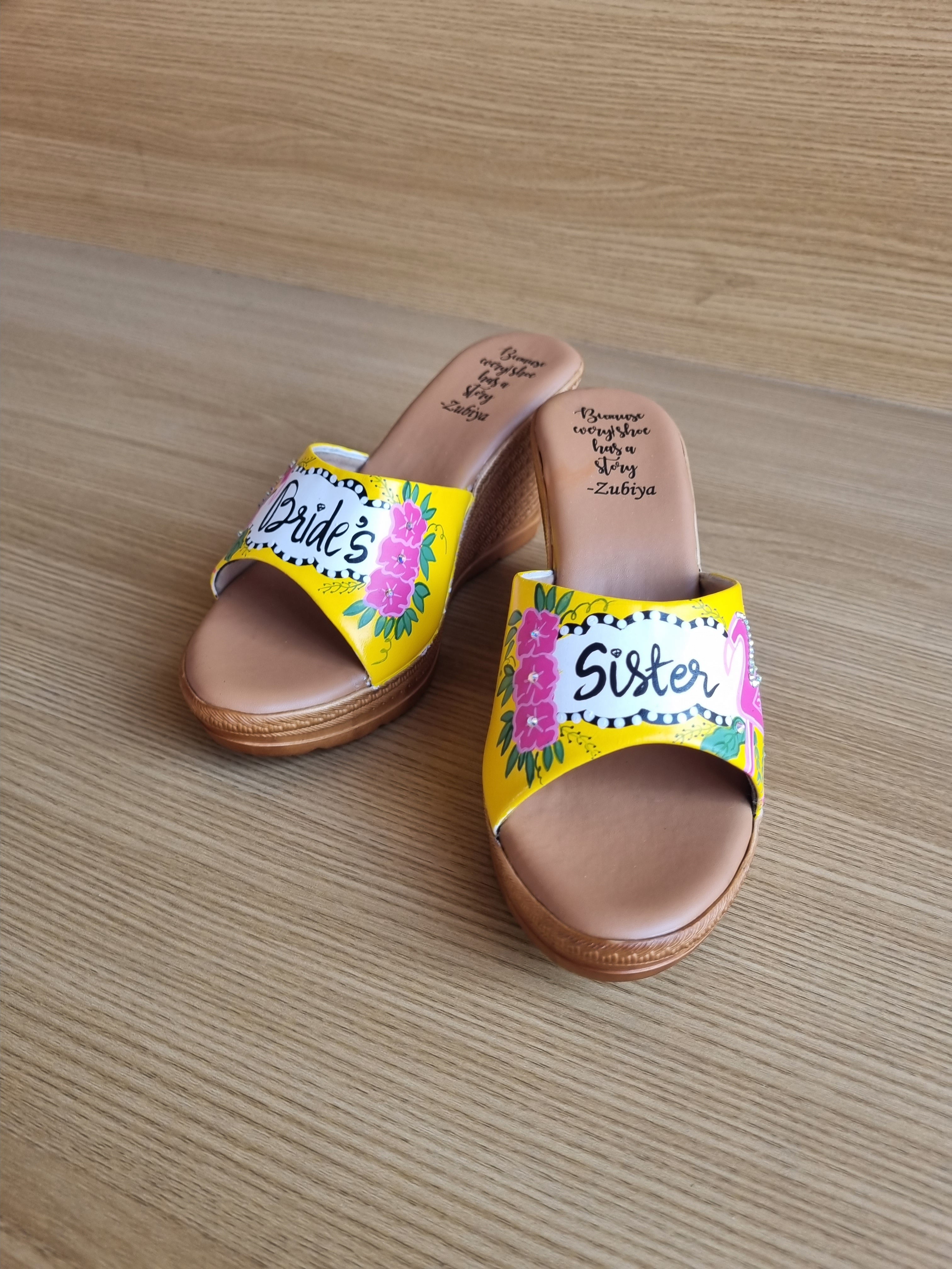 yellow flamingo Bride squad Artwork wedges