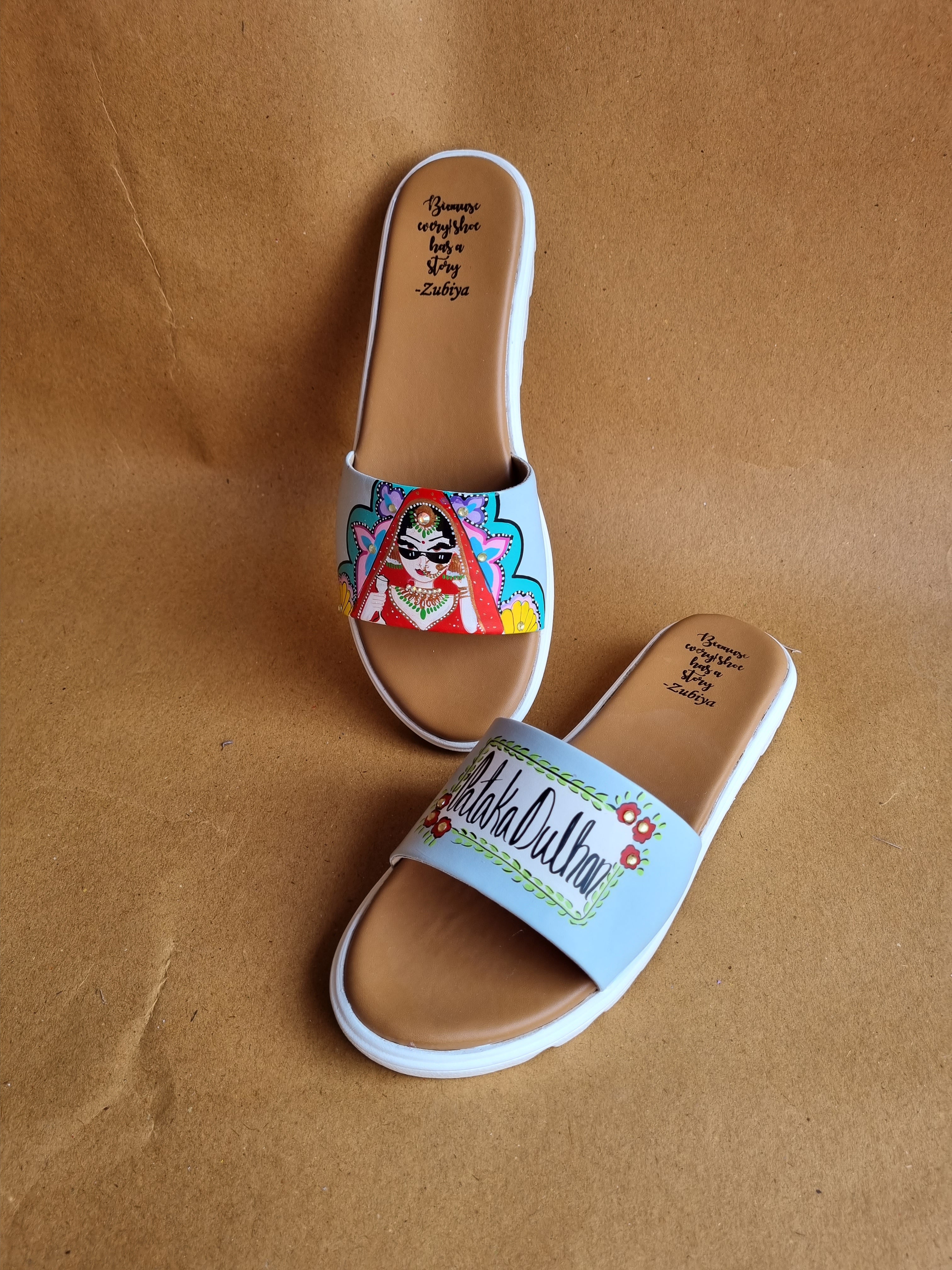 Powder blue Sliders swag couple flats combo