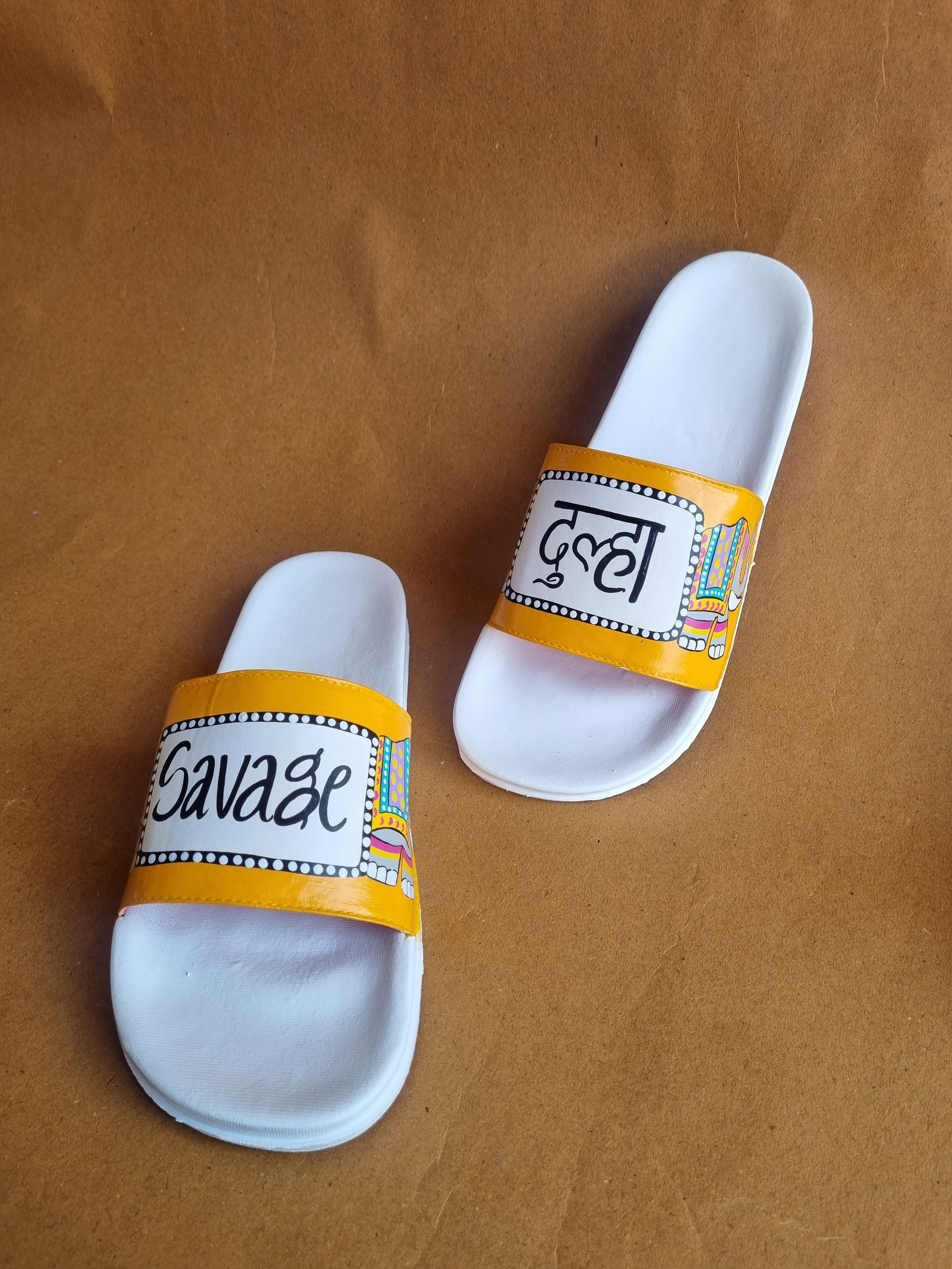 Orangish yellow elephant slides