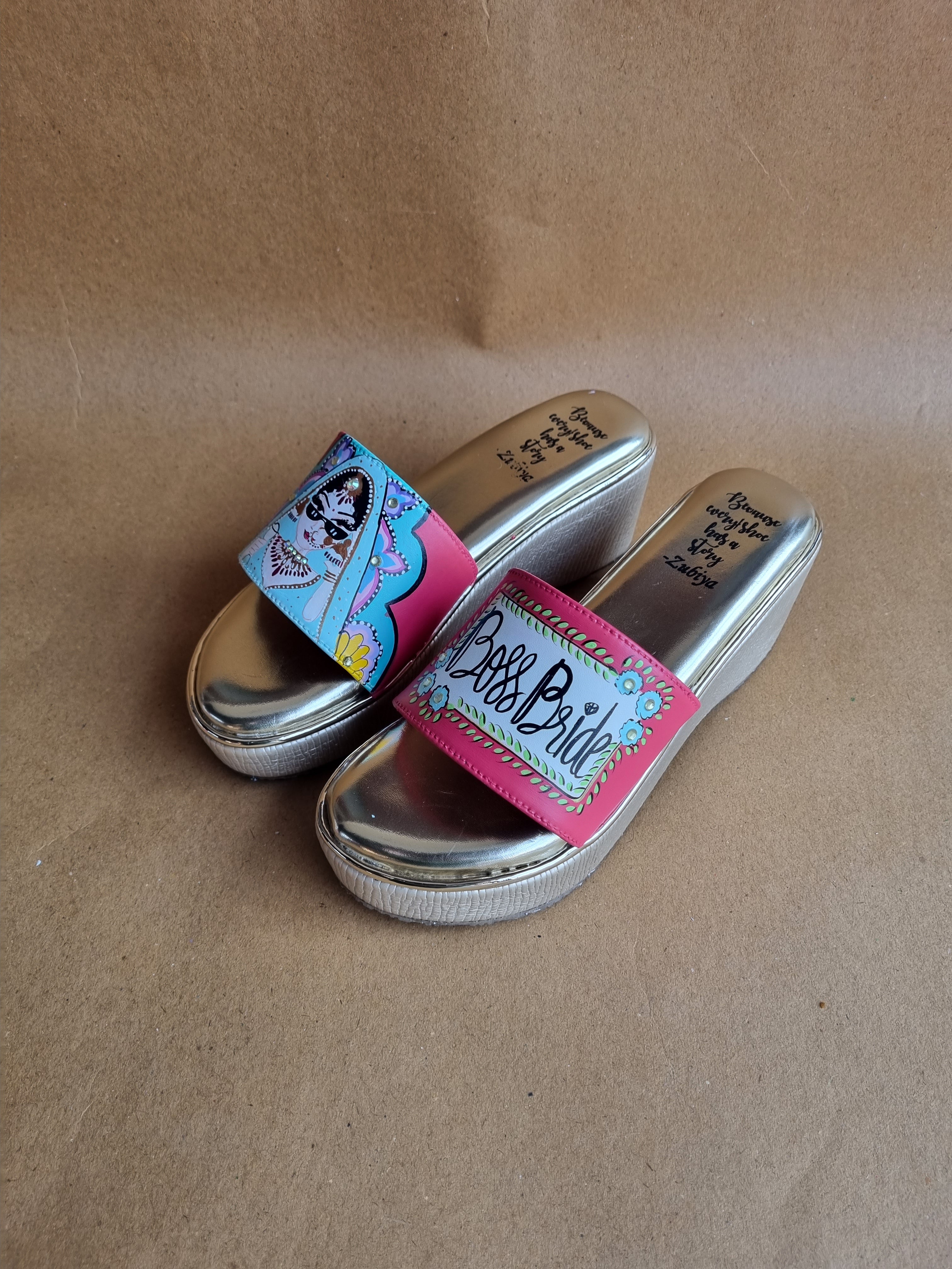 Coral red golden wedges swag dulhan heels