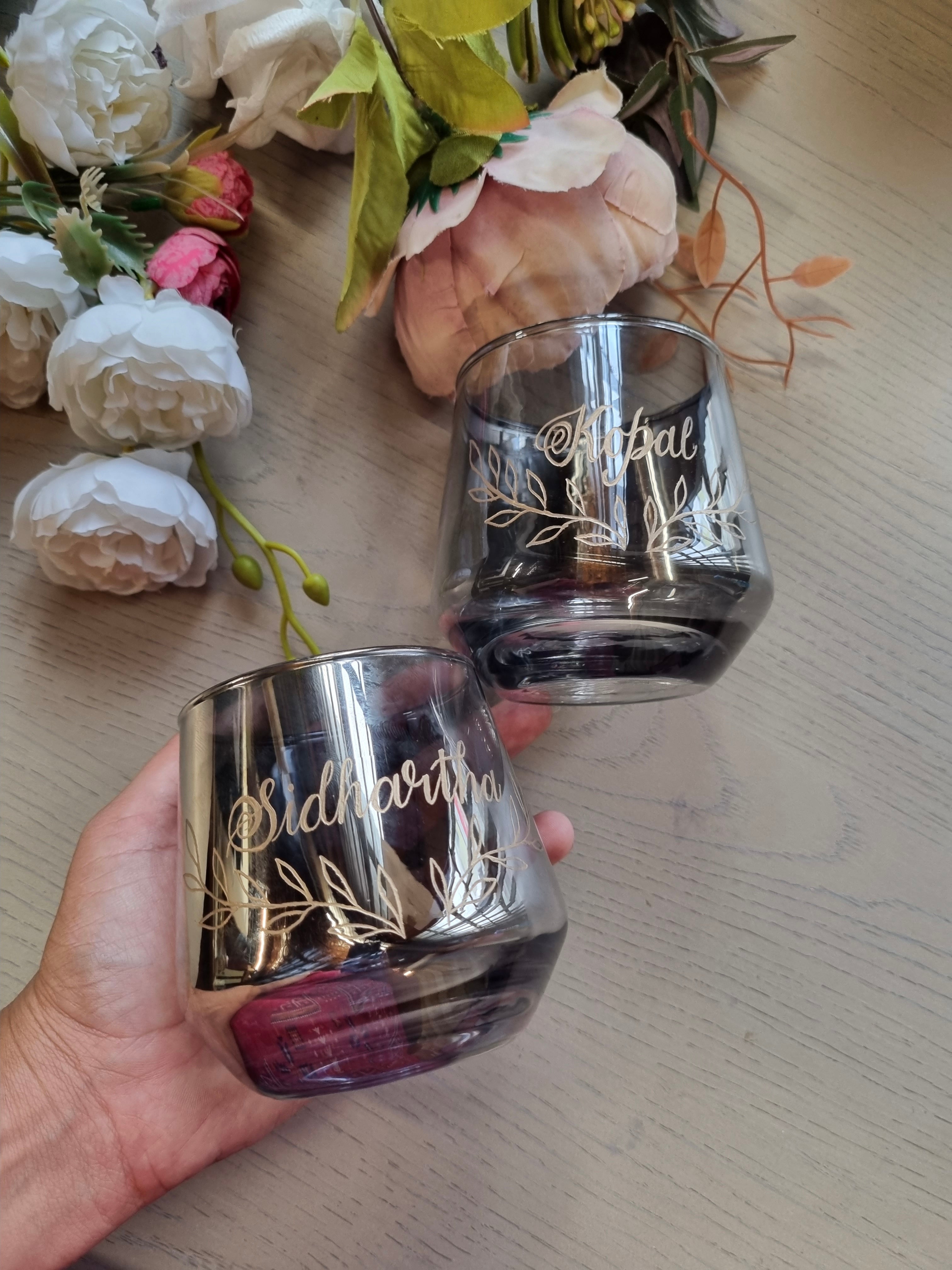 Set of 2 whiskey glass with Engraved name