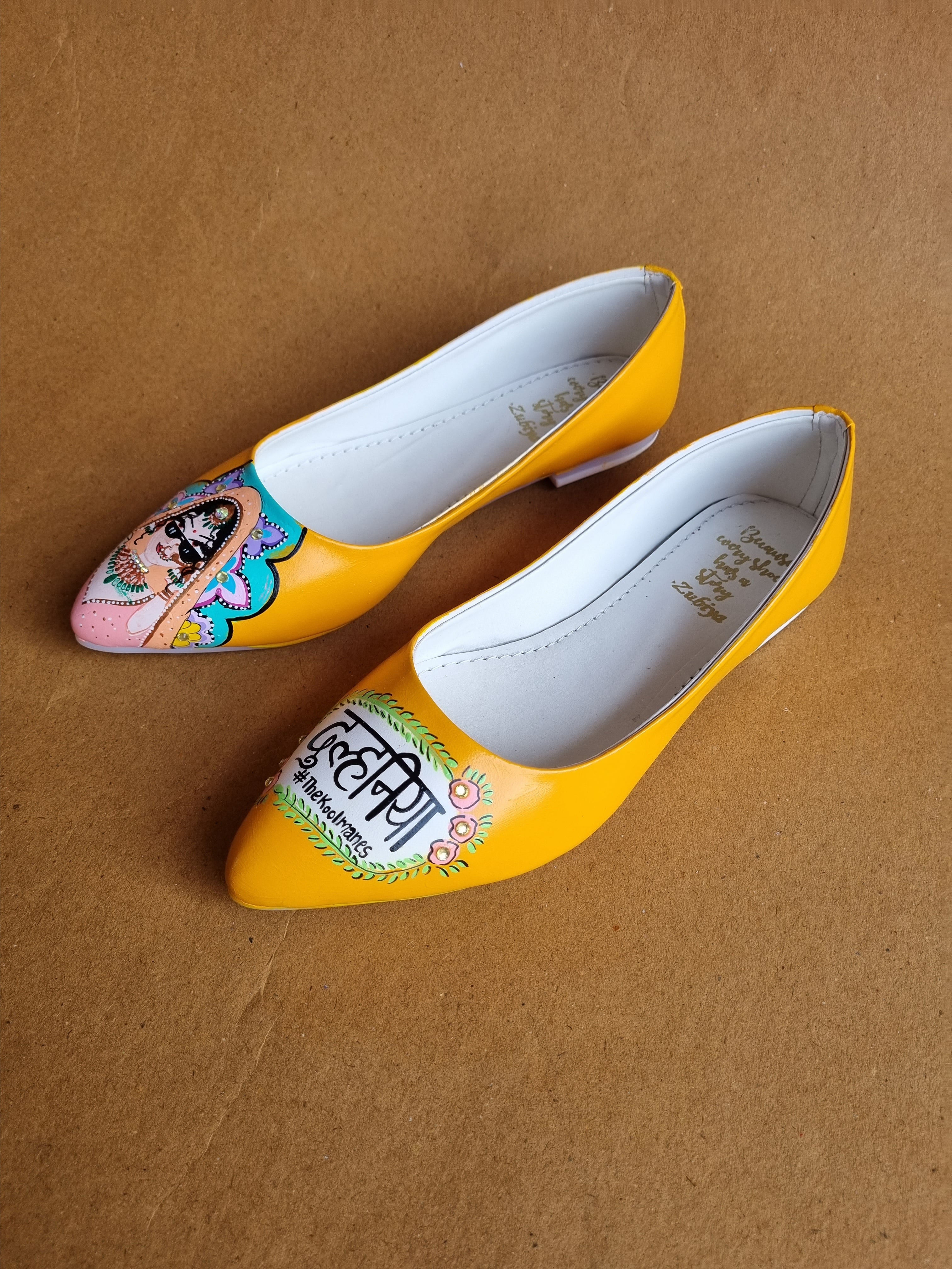 Orangish yellow swag dulhan pointed juttis