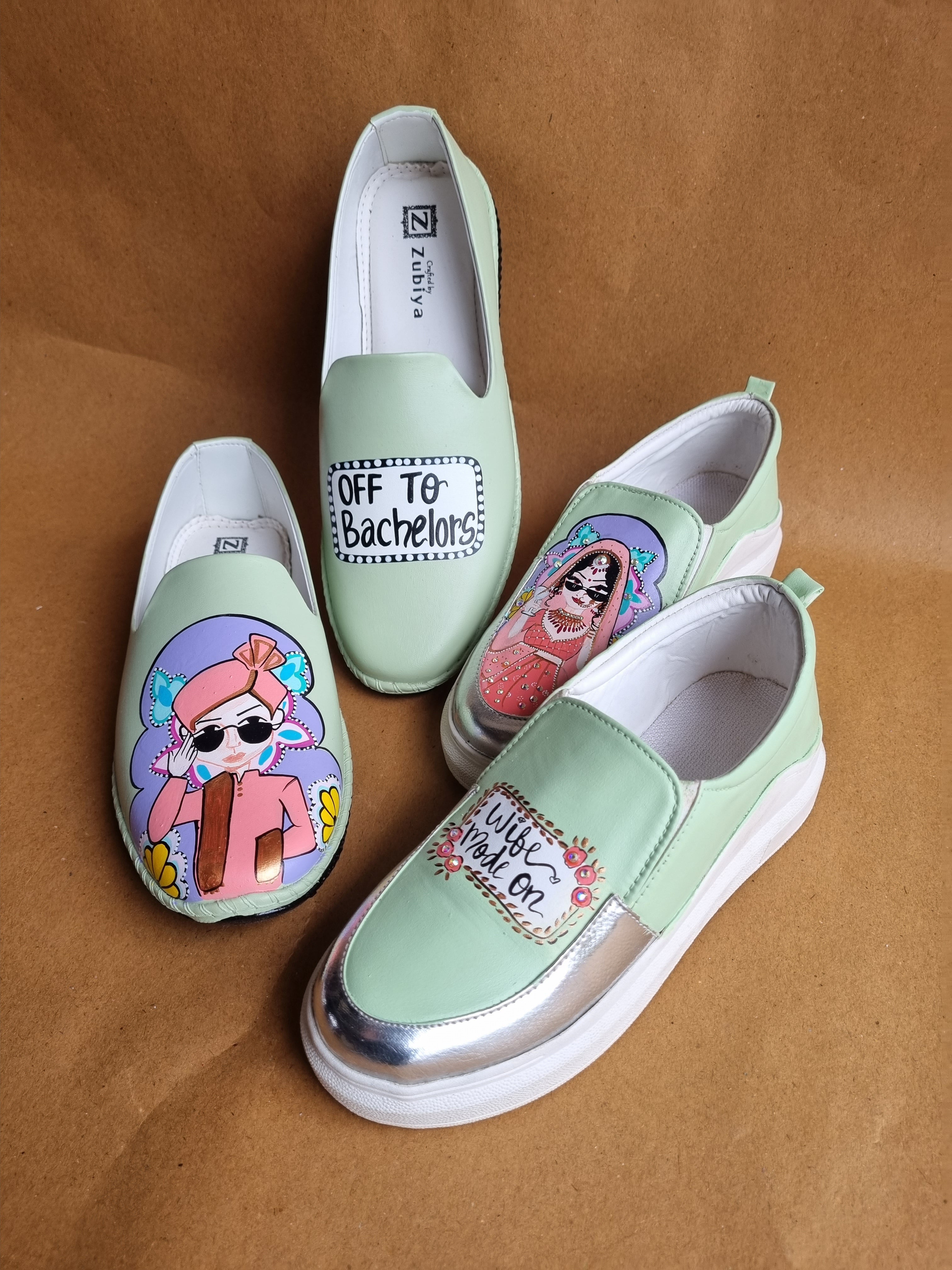 Pista green mojri- sneakers couple Combo