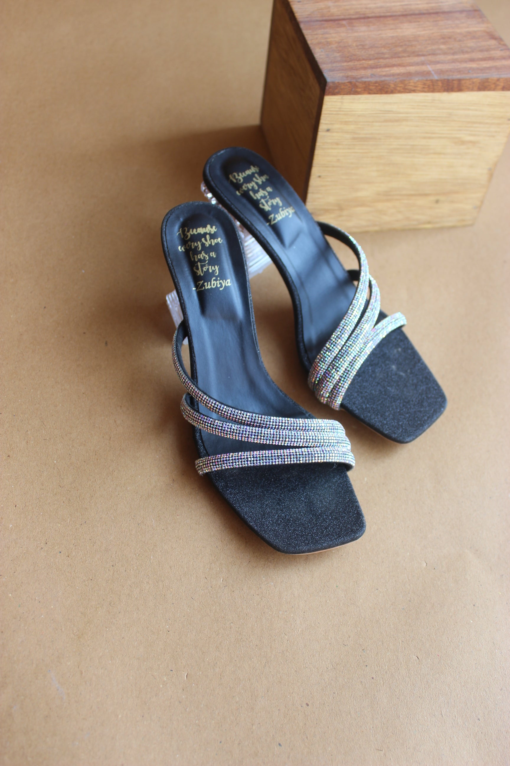 Black sparkle cinderella heels