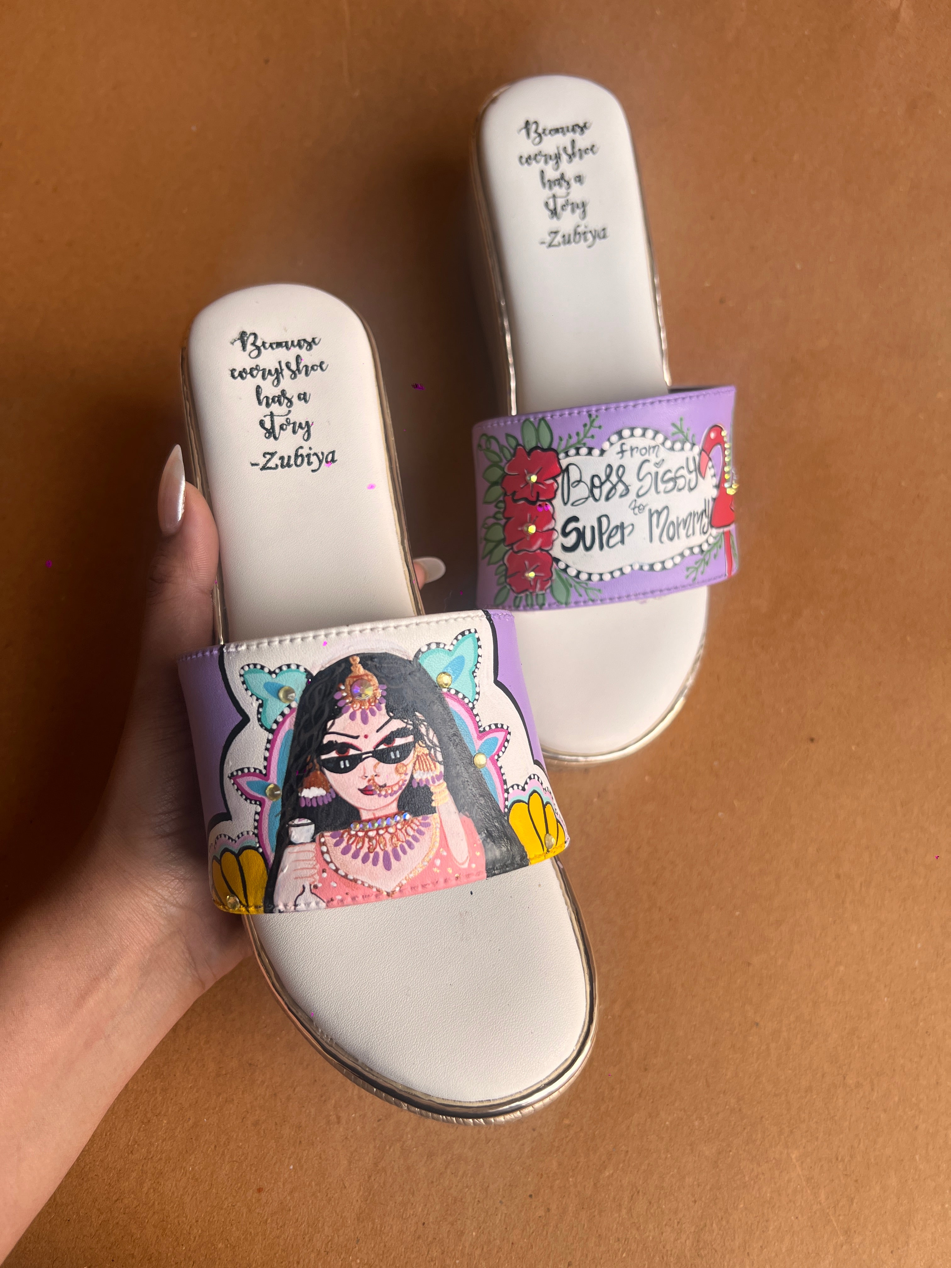 Lavander golden wedges heels