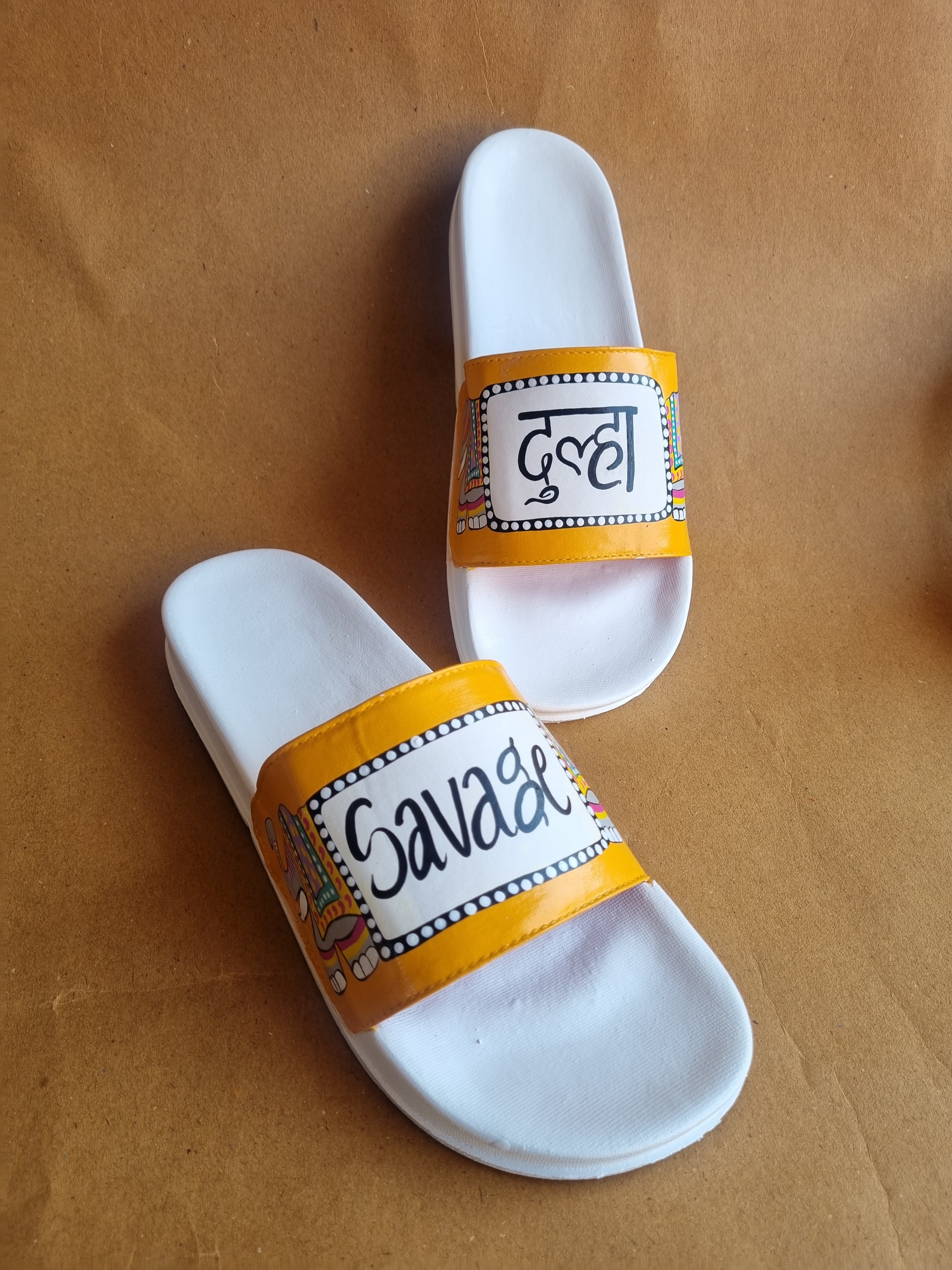 Orangish yellow elephant slides