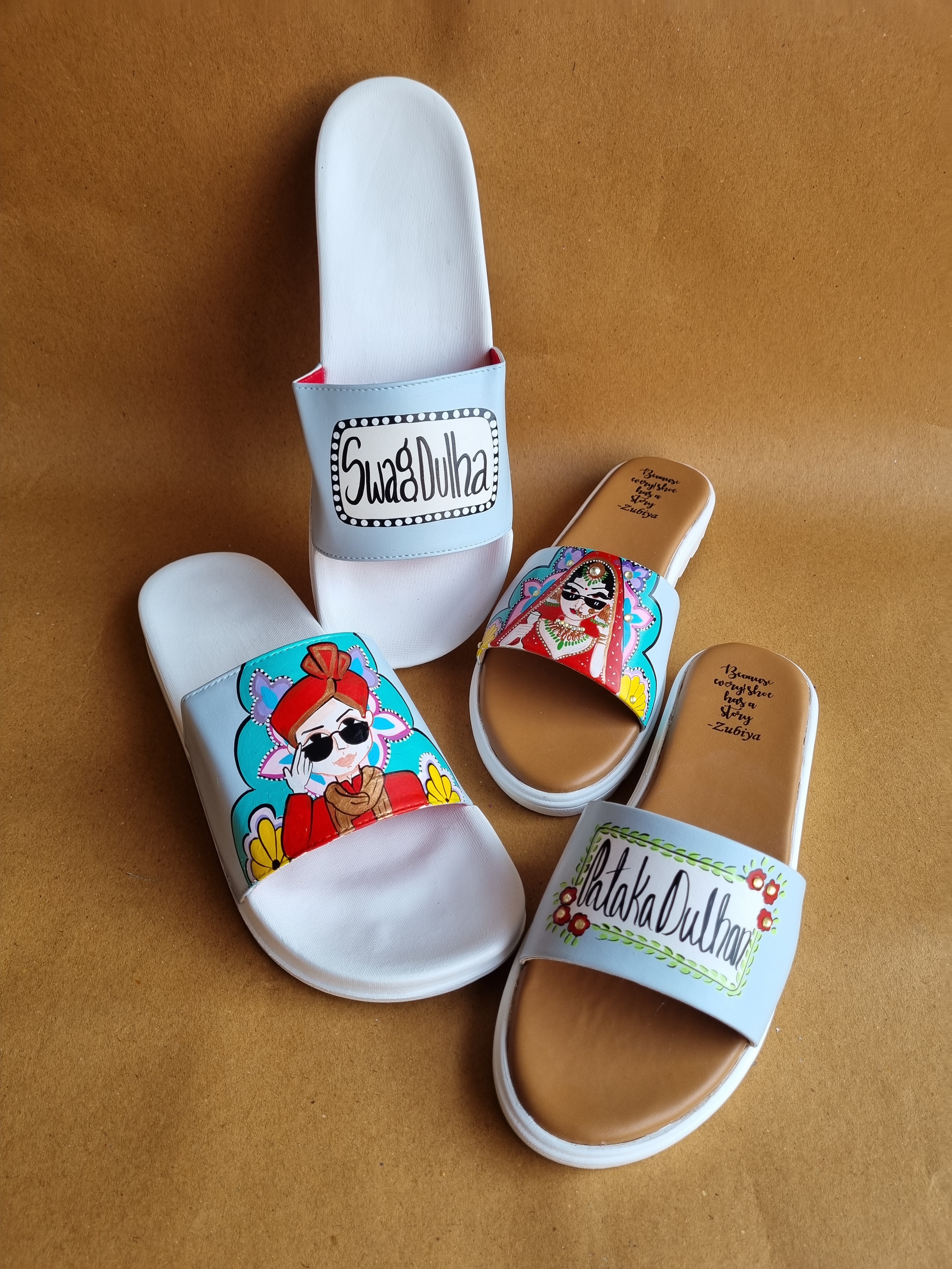 Powder blue Sliders swag couple flats combo
