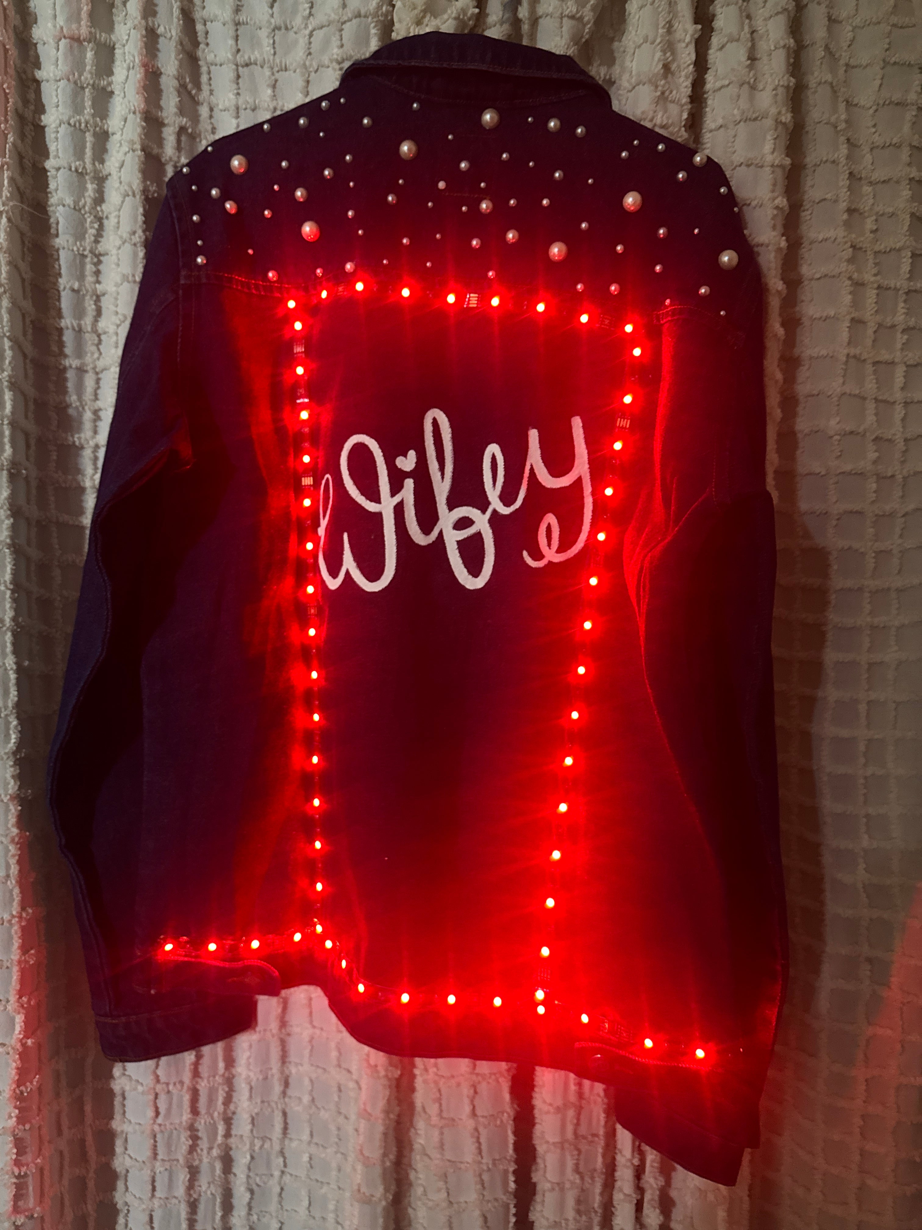 Wifey Pearl Denim jacket with LED lights