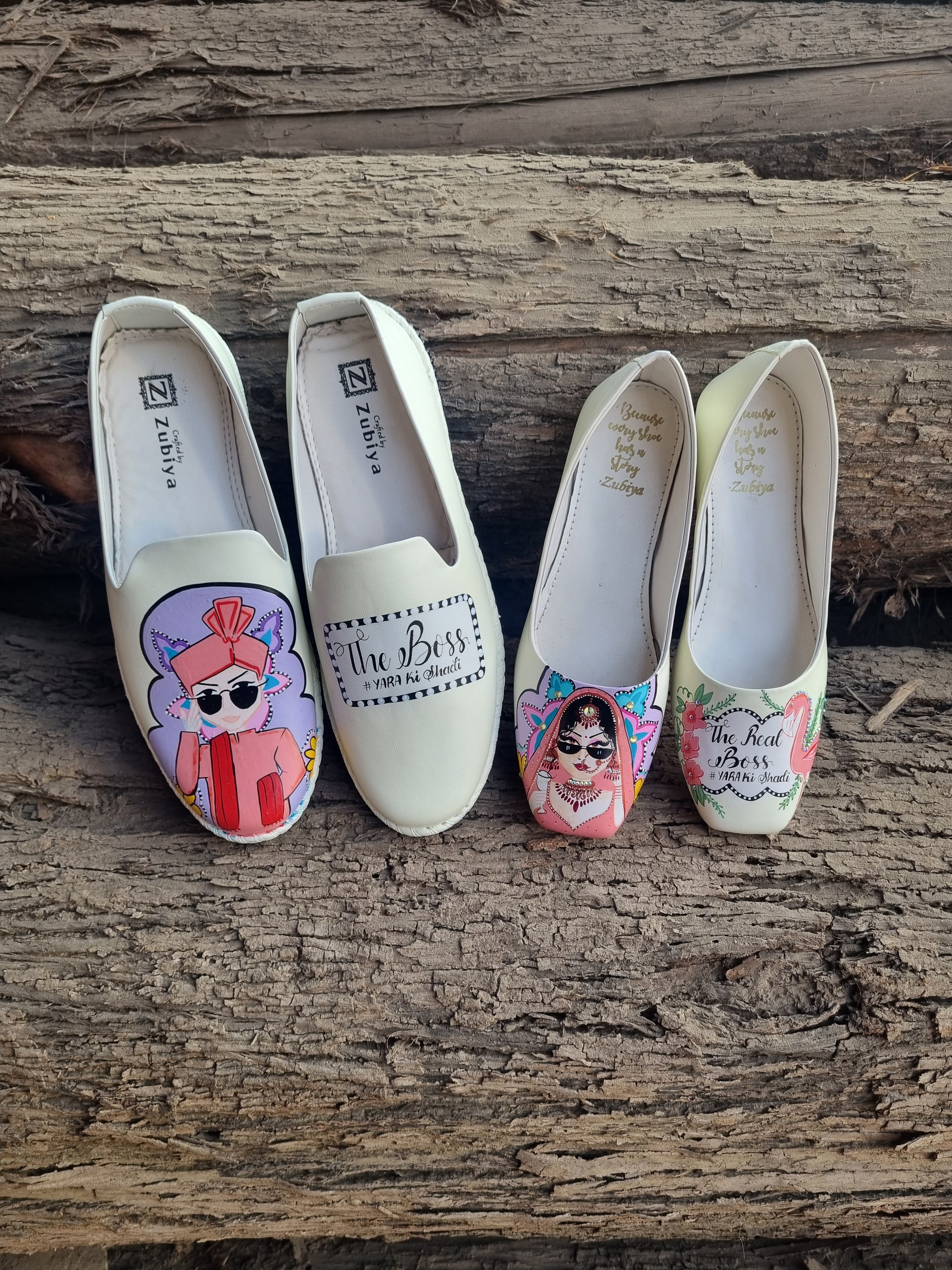 Off white jutti MOJRI flamingo combo