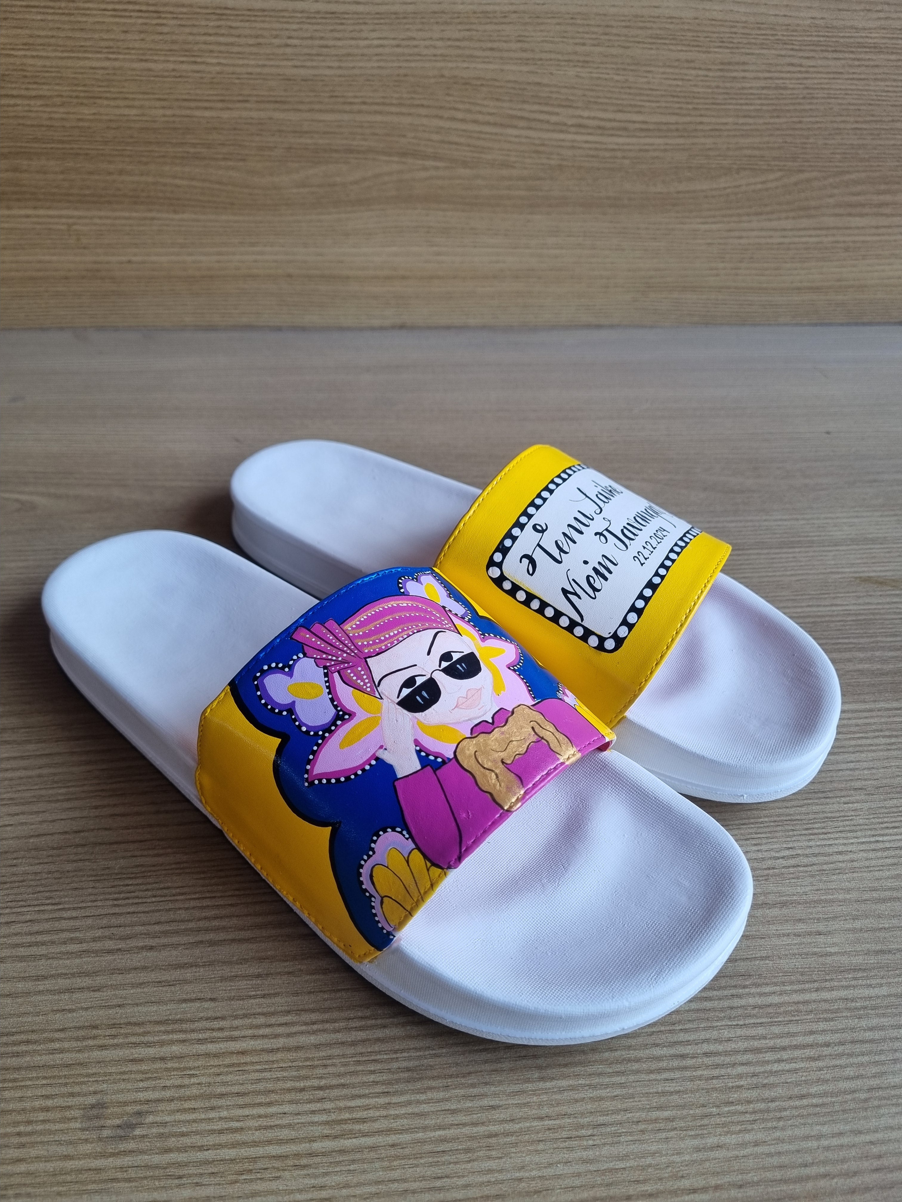 yellow/blue swag couple flats combo