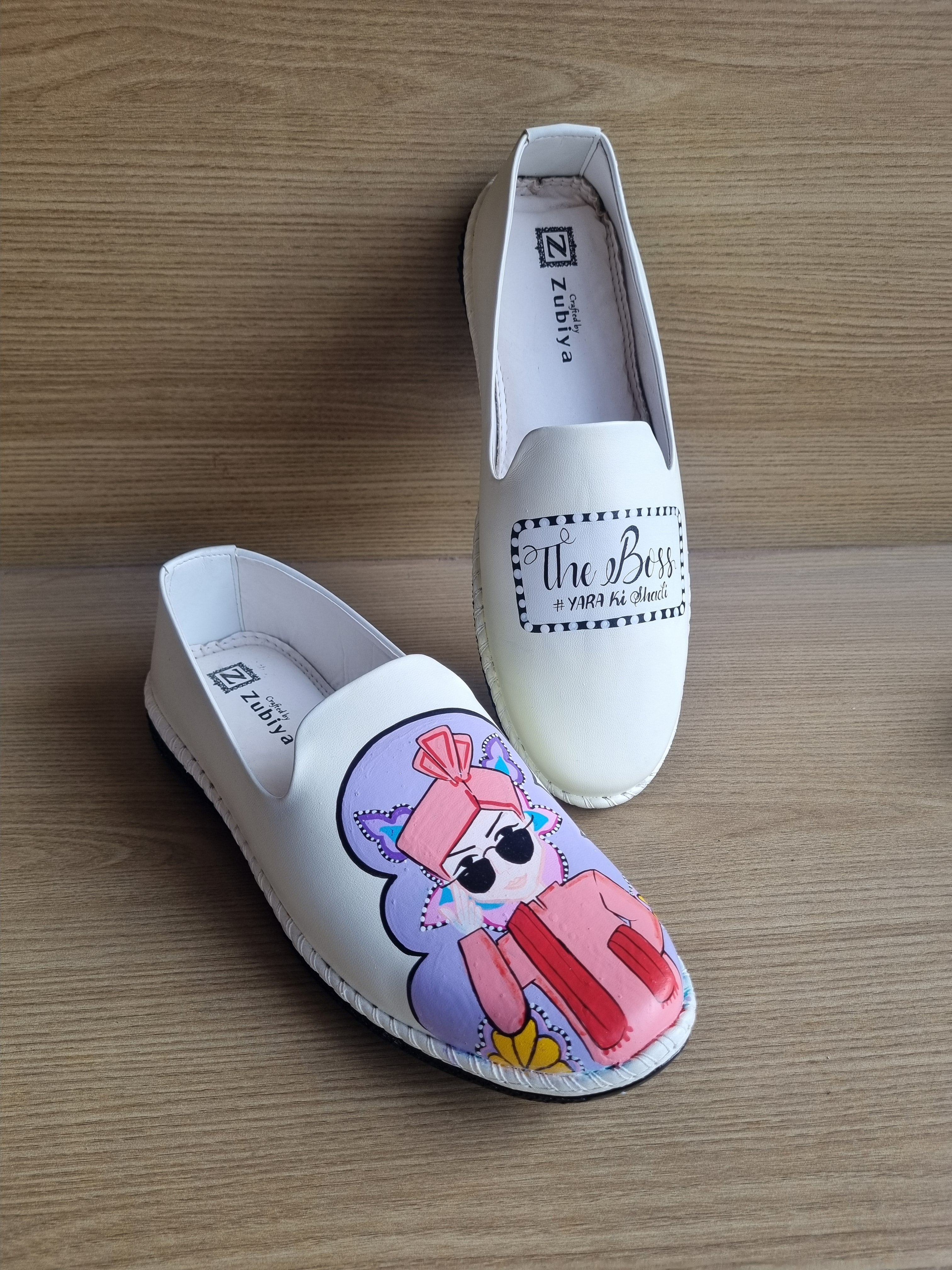 Off white jutti MOJRI flamingo combo