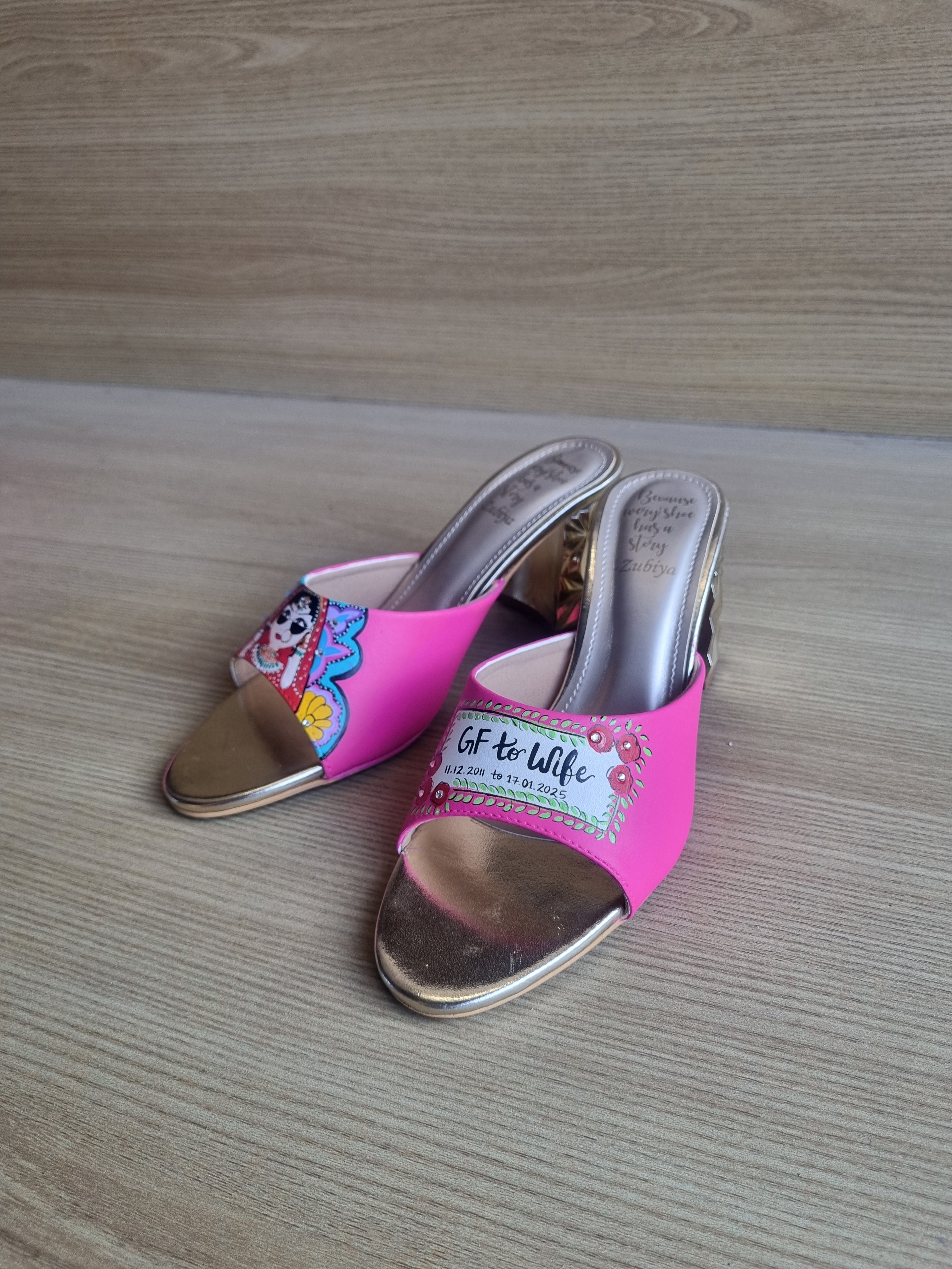 Pink swag 3 inch golden heels