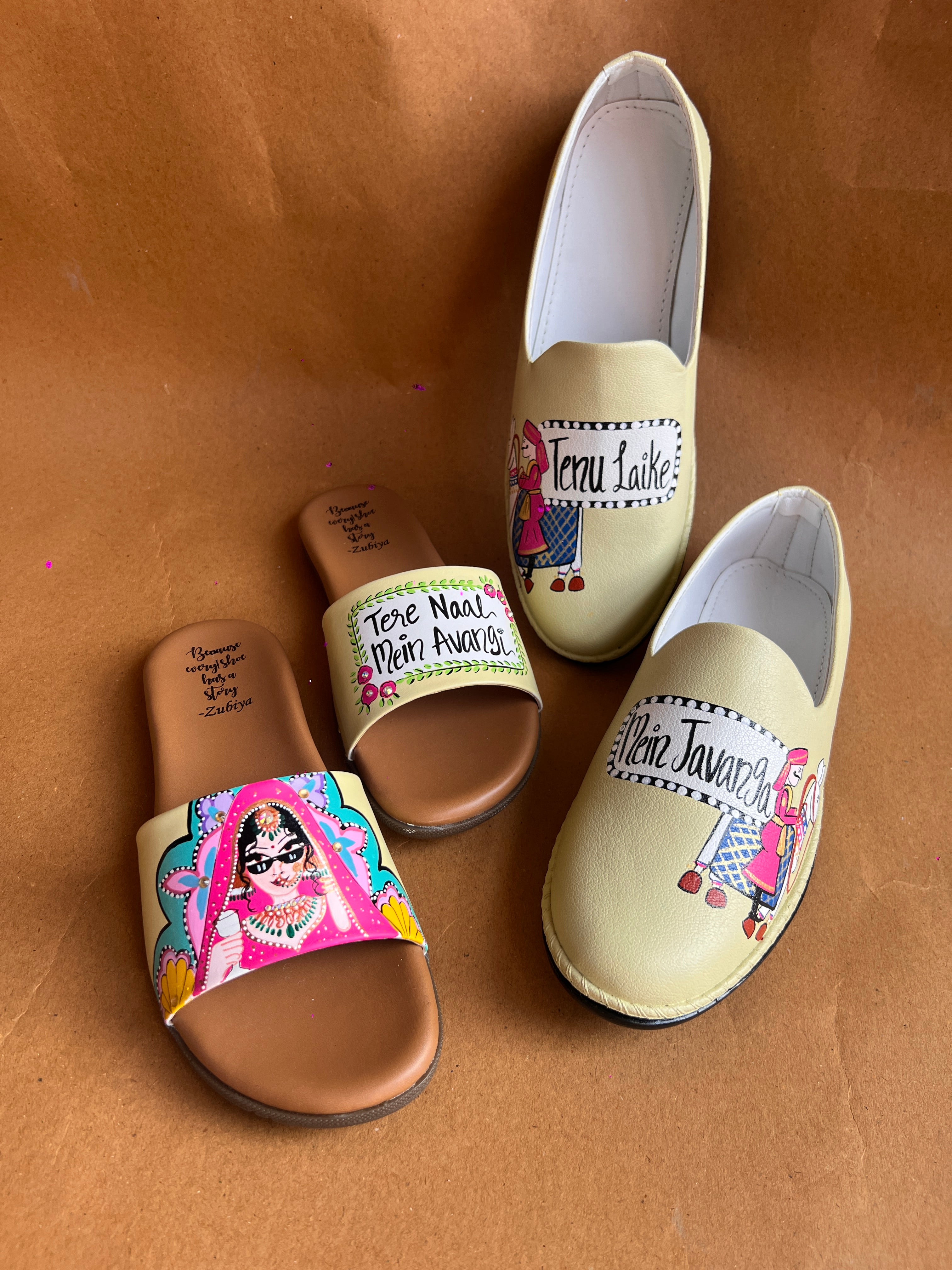 Latte yellow swag flats combo