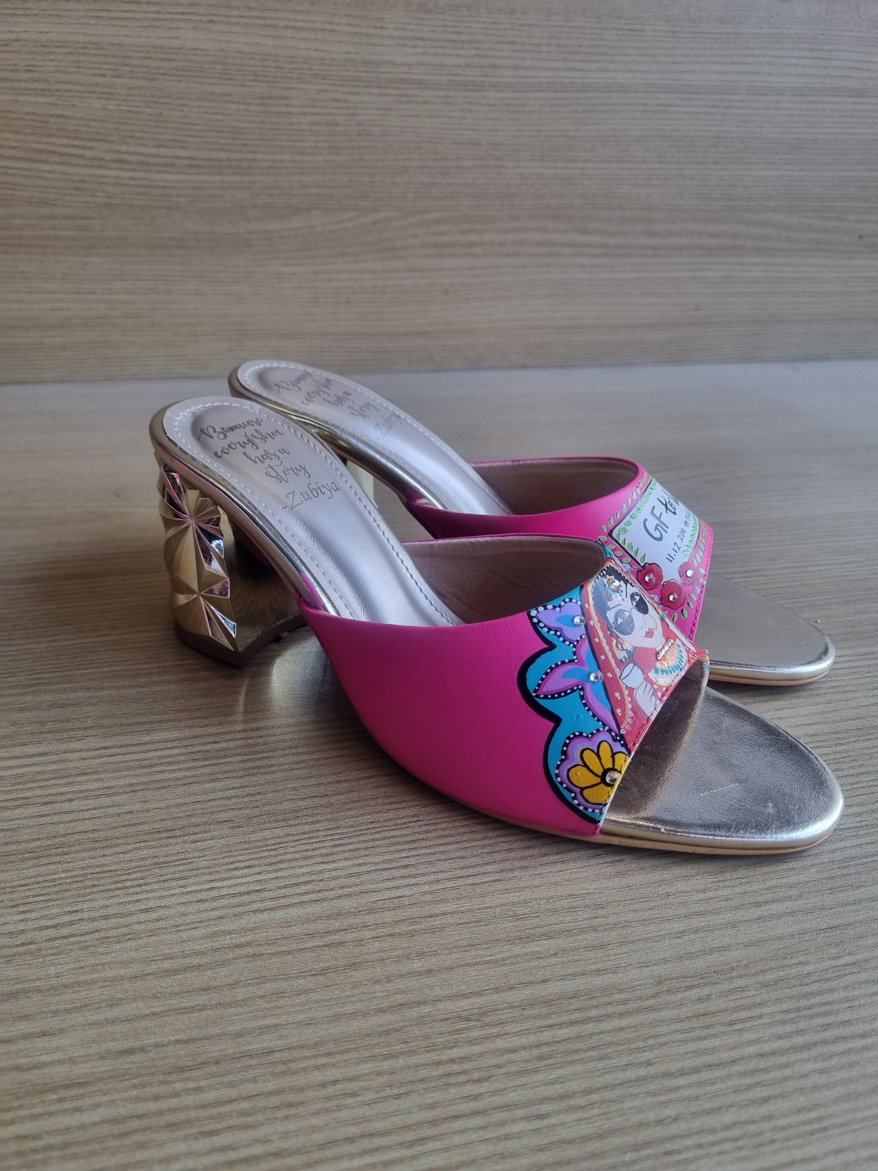 Pink swag 3 inch golden heels