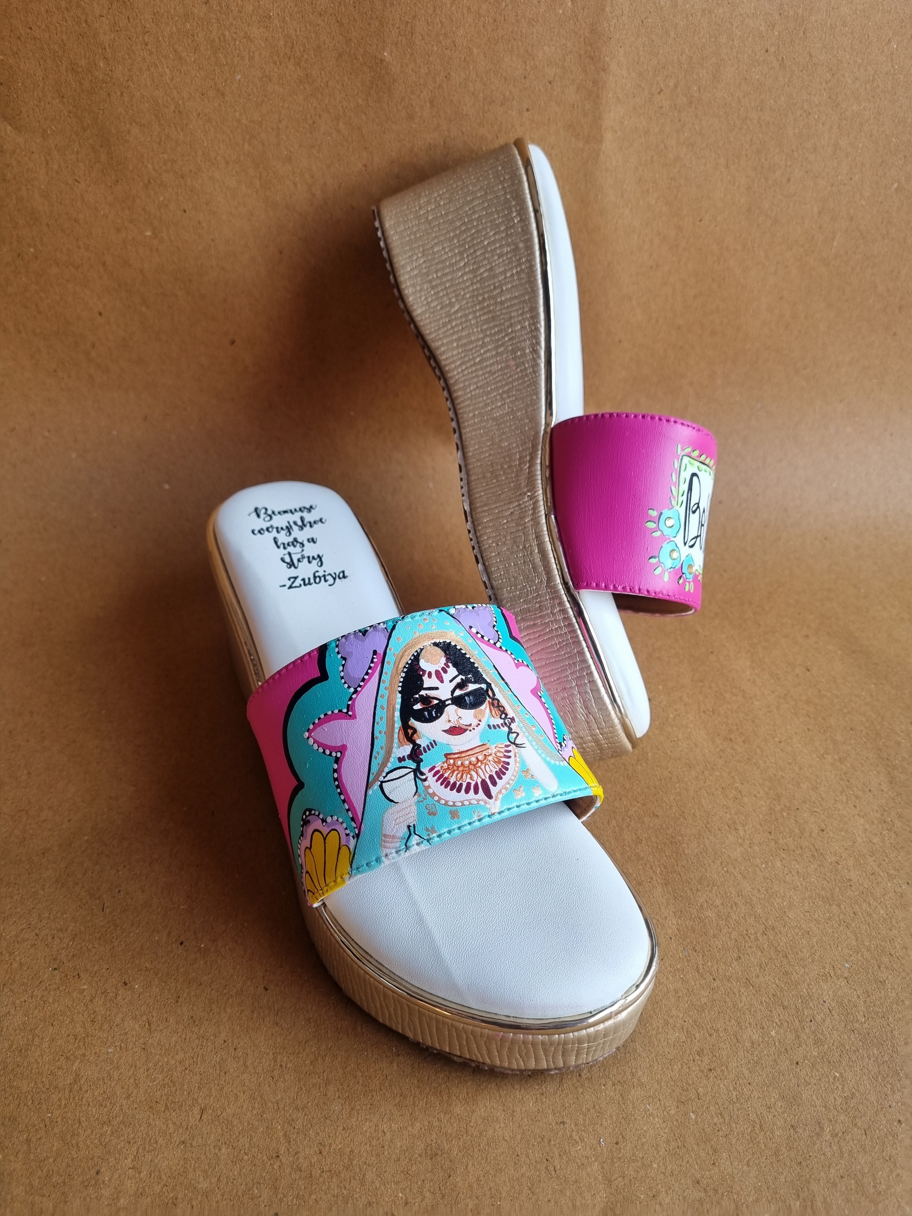 3 inch hot pink golden wedges swag dulhan heels