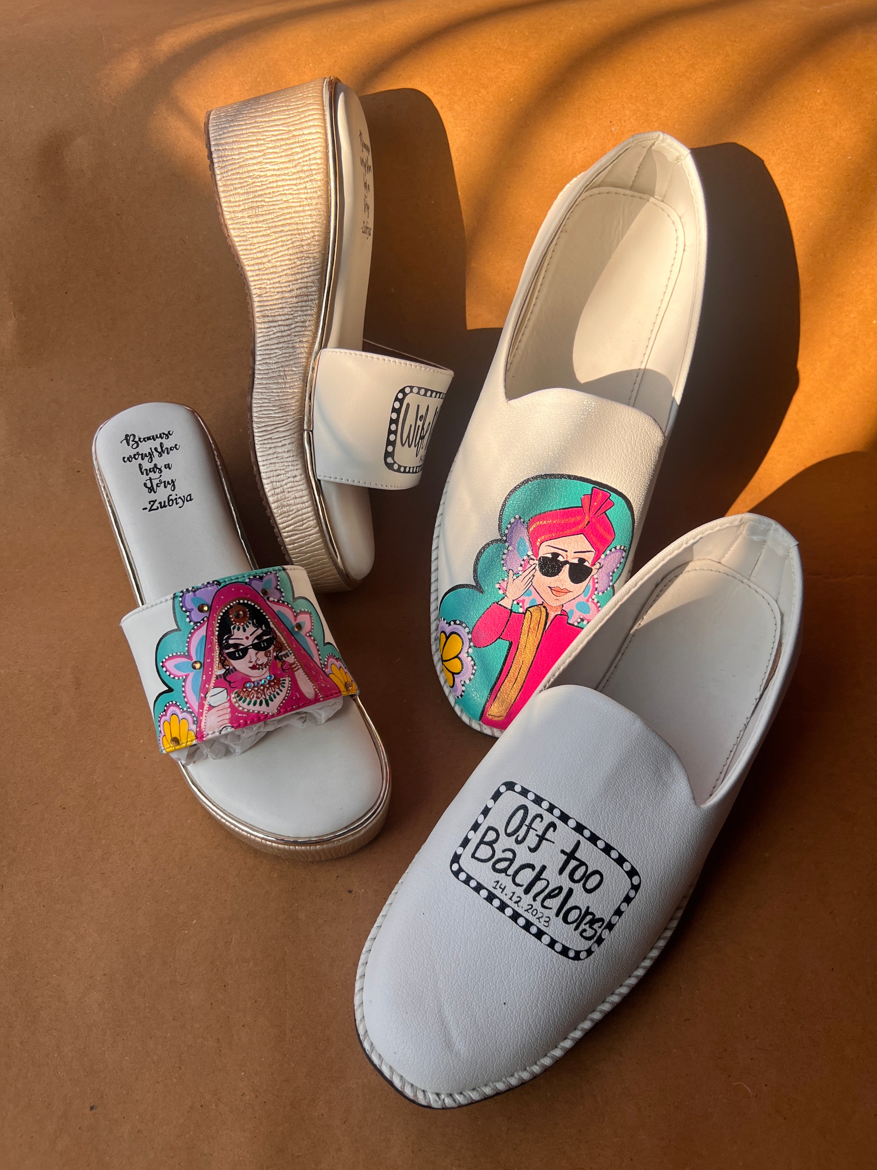 White men’s Mojris - 3 inch wedges couple combo