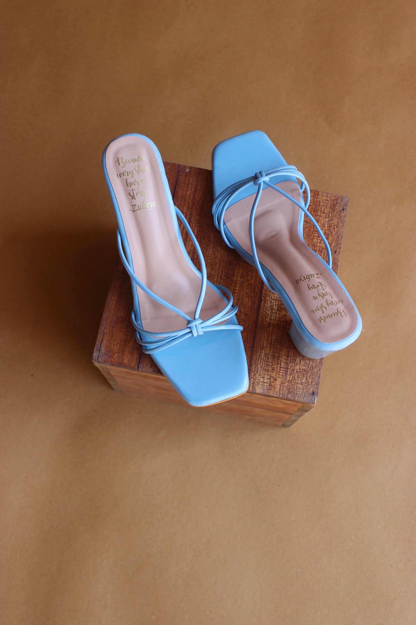 Powder blue strappy heel
