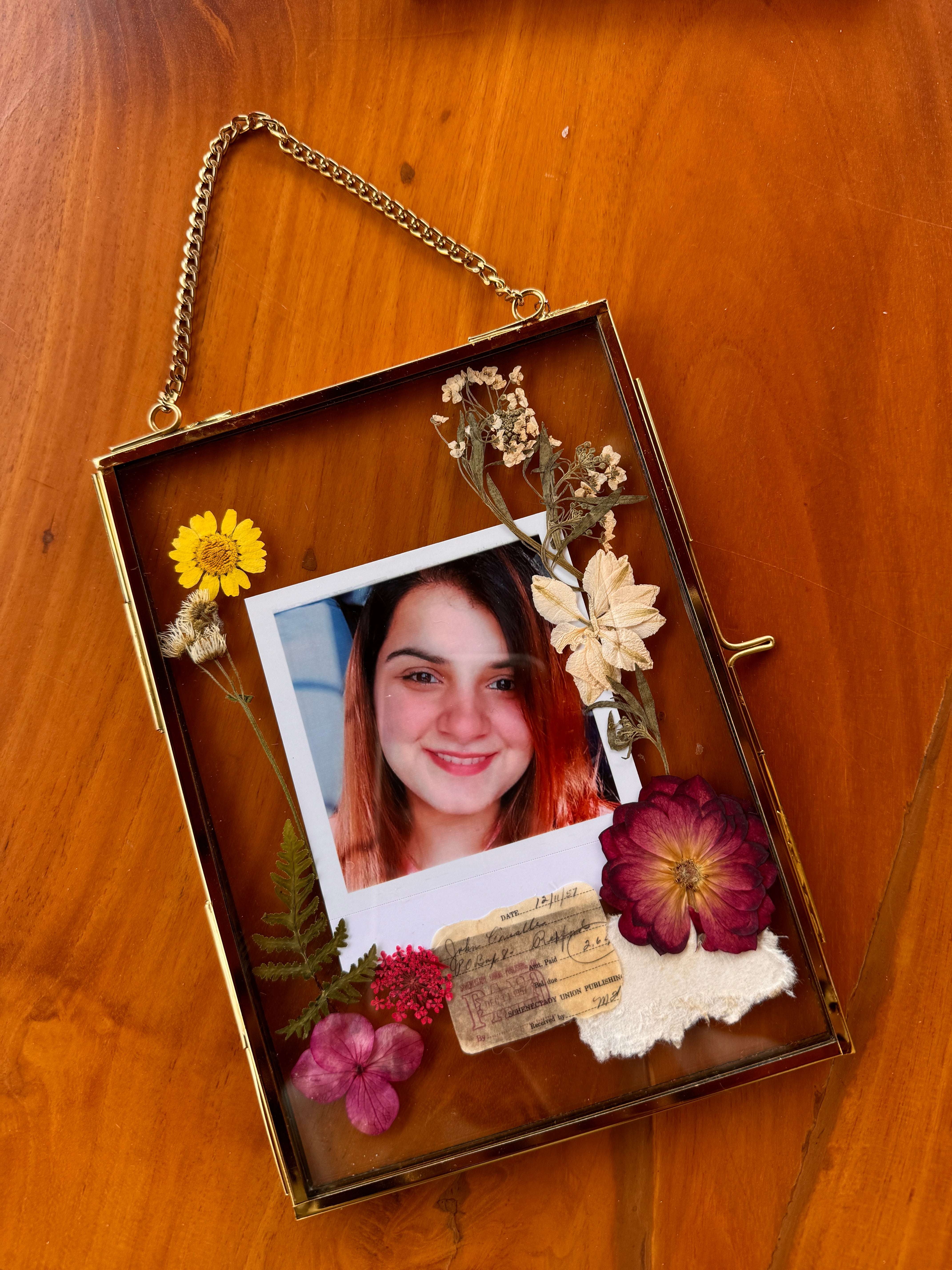 Set of 4 floral Pressed flower photo frame with photo