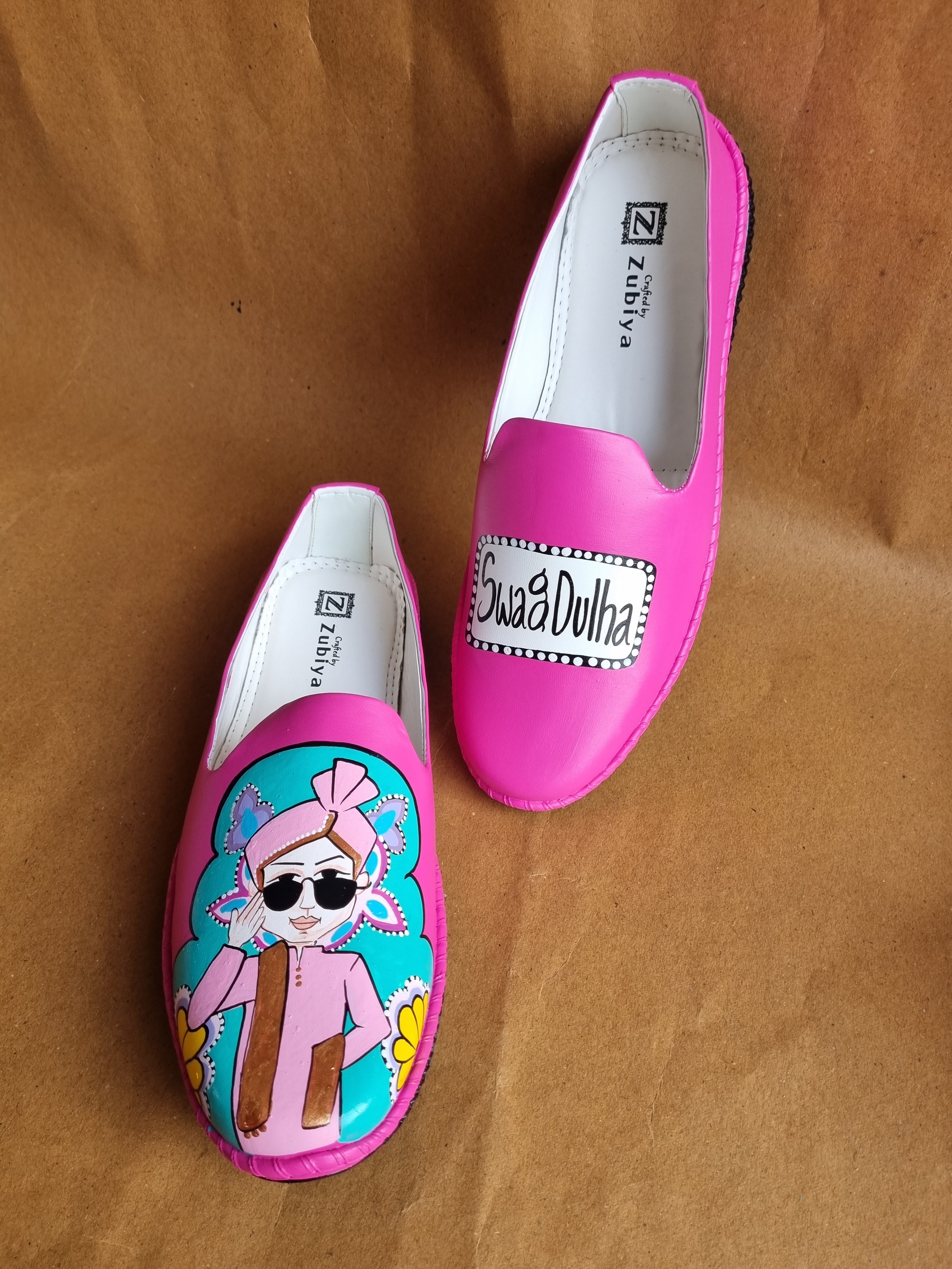 hot pink men’s Mojris - 2.5 inch golden wedges couple combo