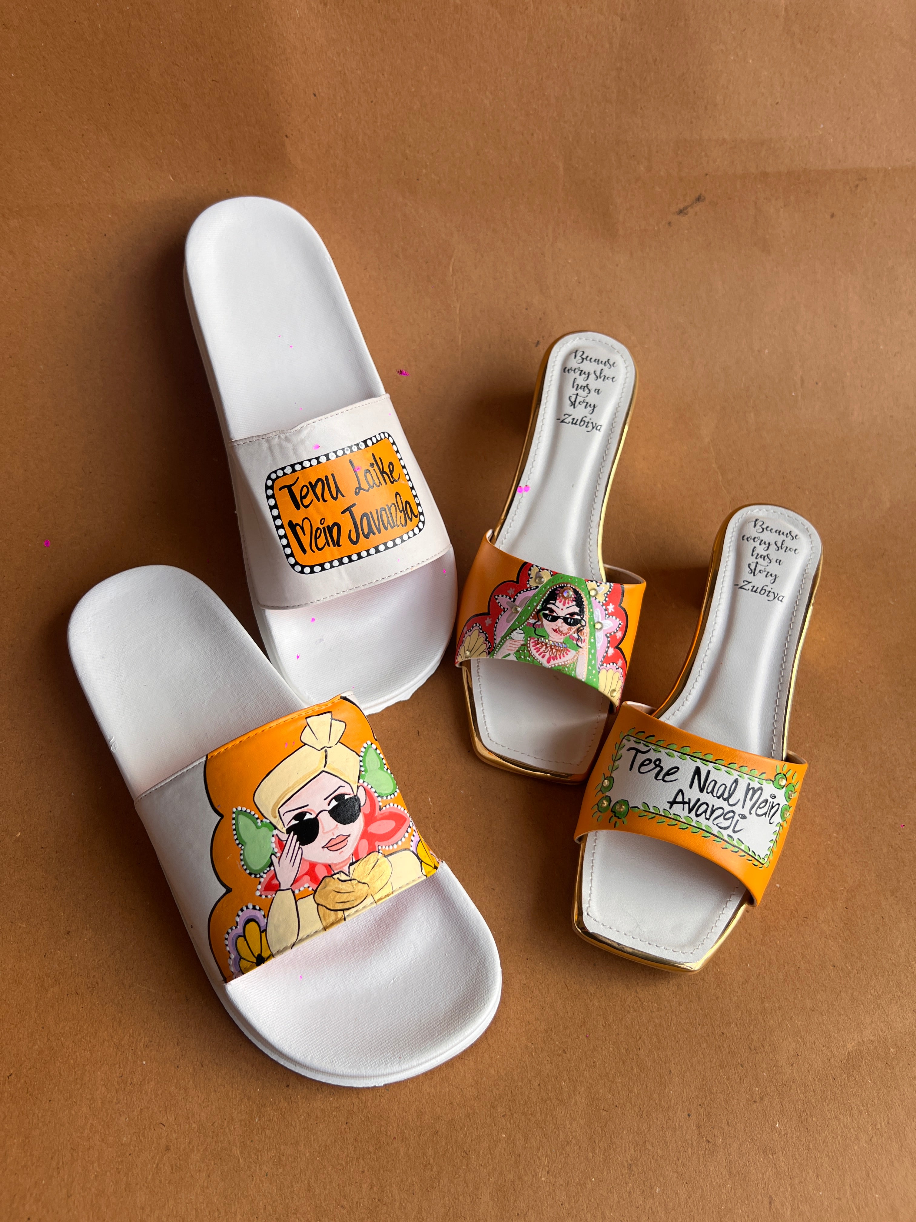 Orangish slider- heel couple combo