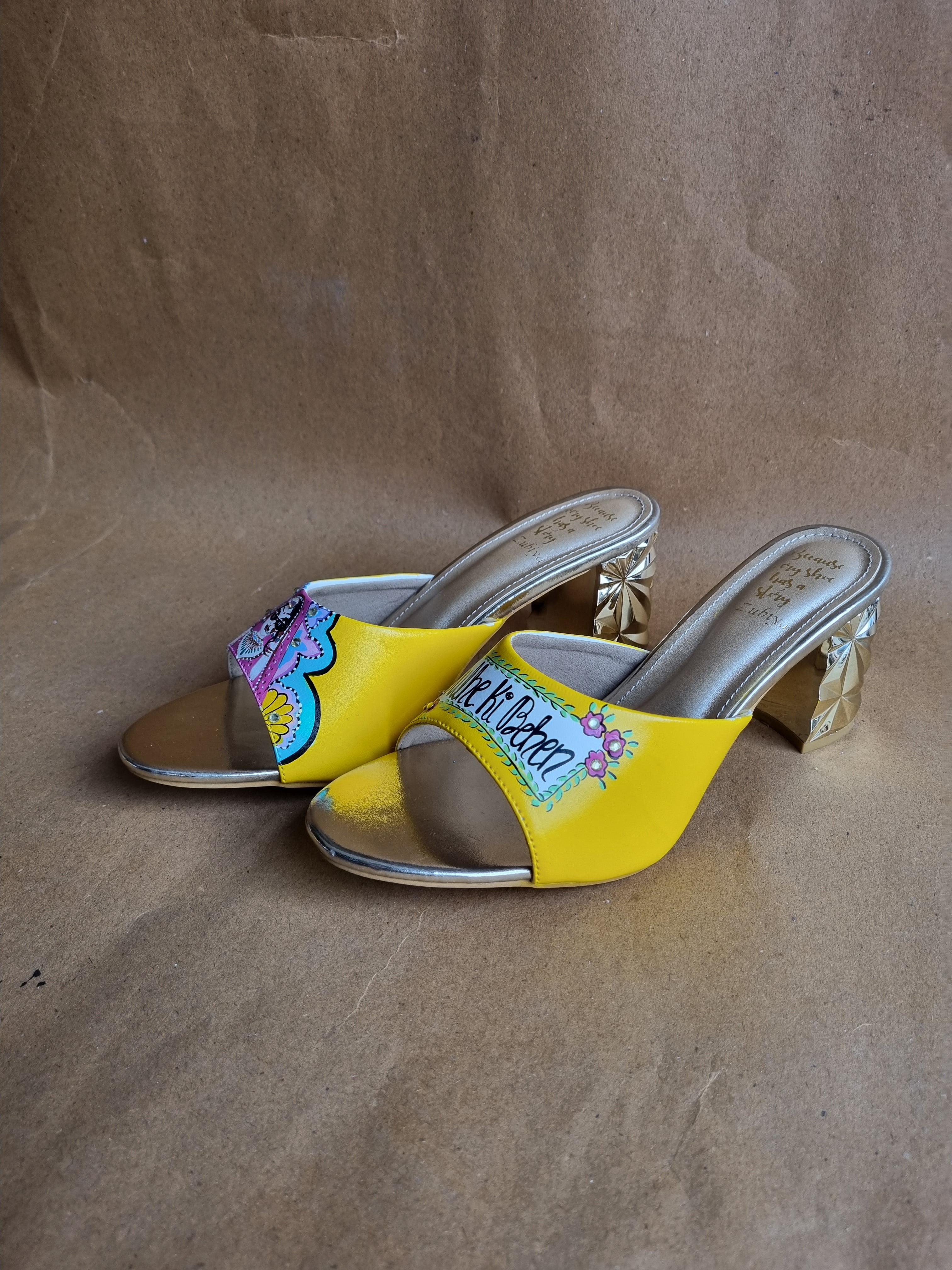 3 inch yellow swag dulhan heels