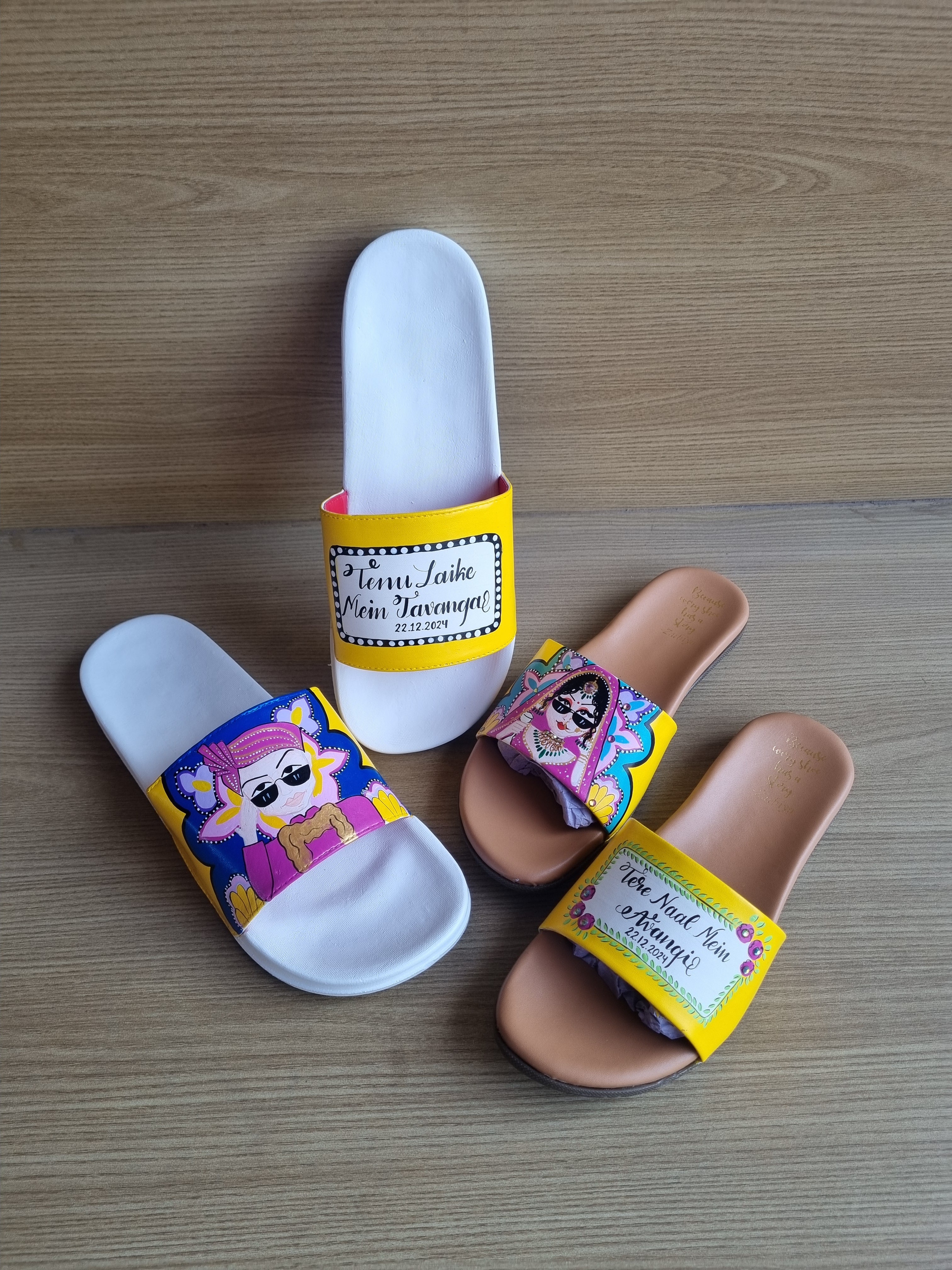 yellow/blue swag couple flats combo