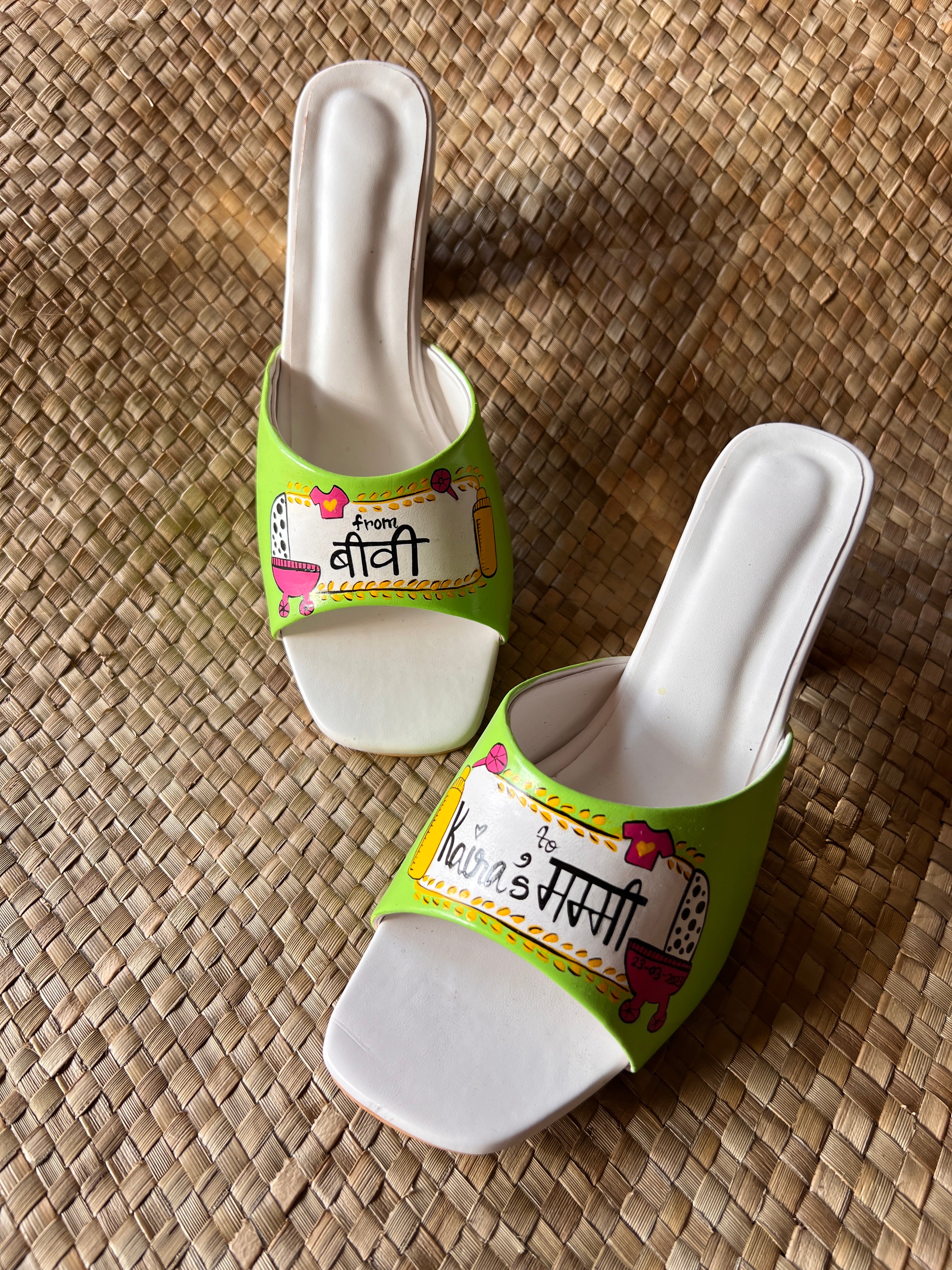 Mom to be neon green heels