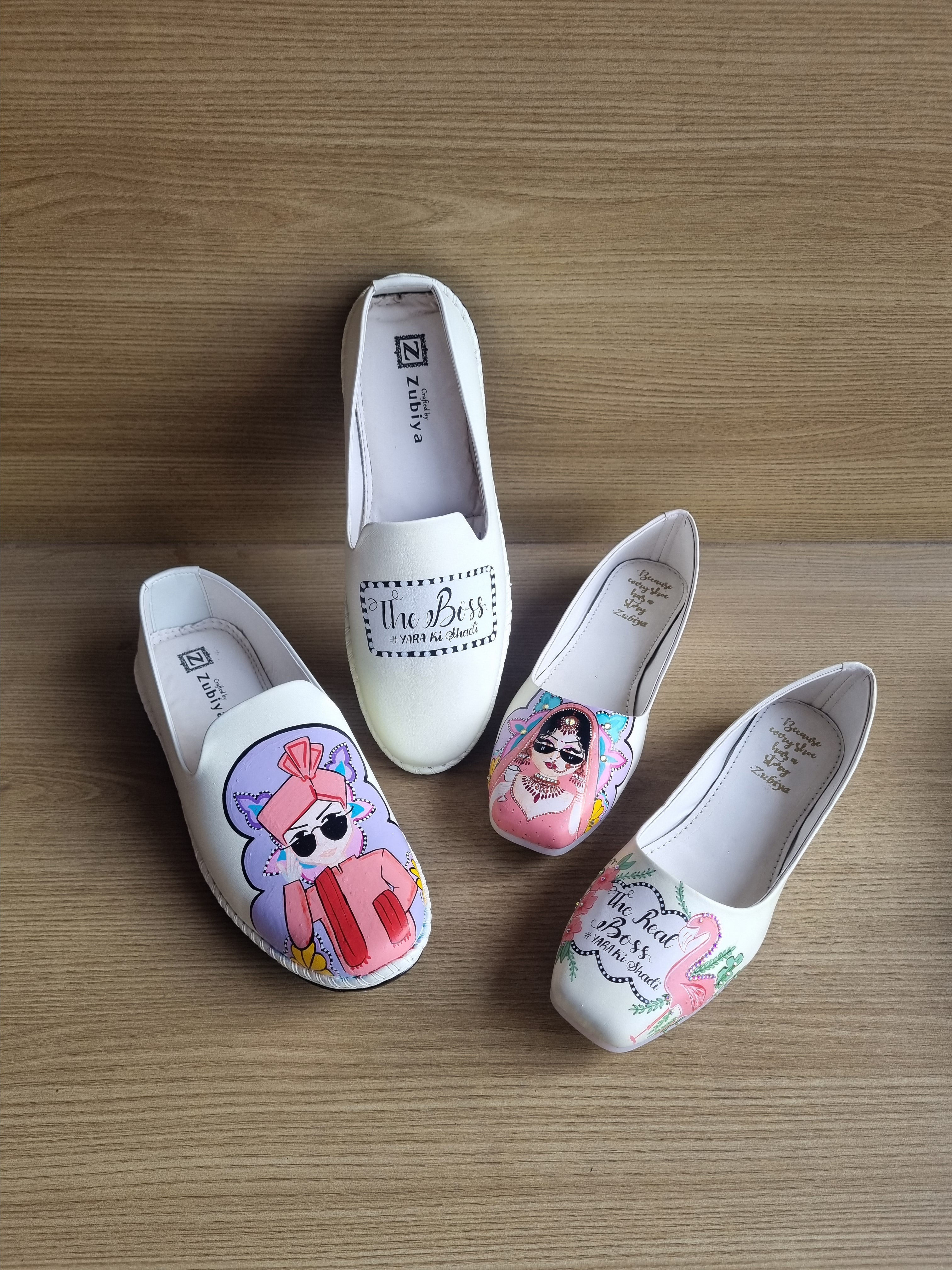 Off white jutti MOJRI flamingo combo