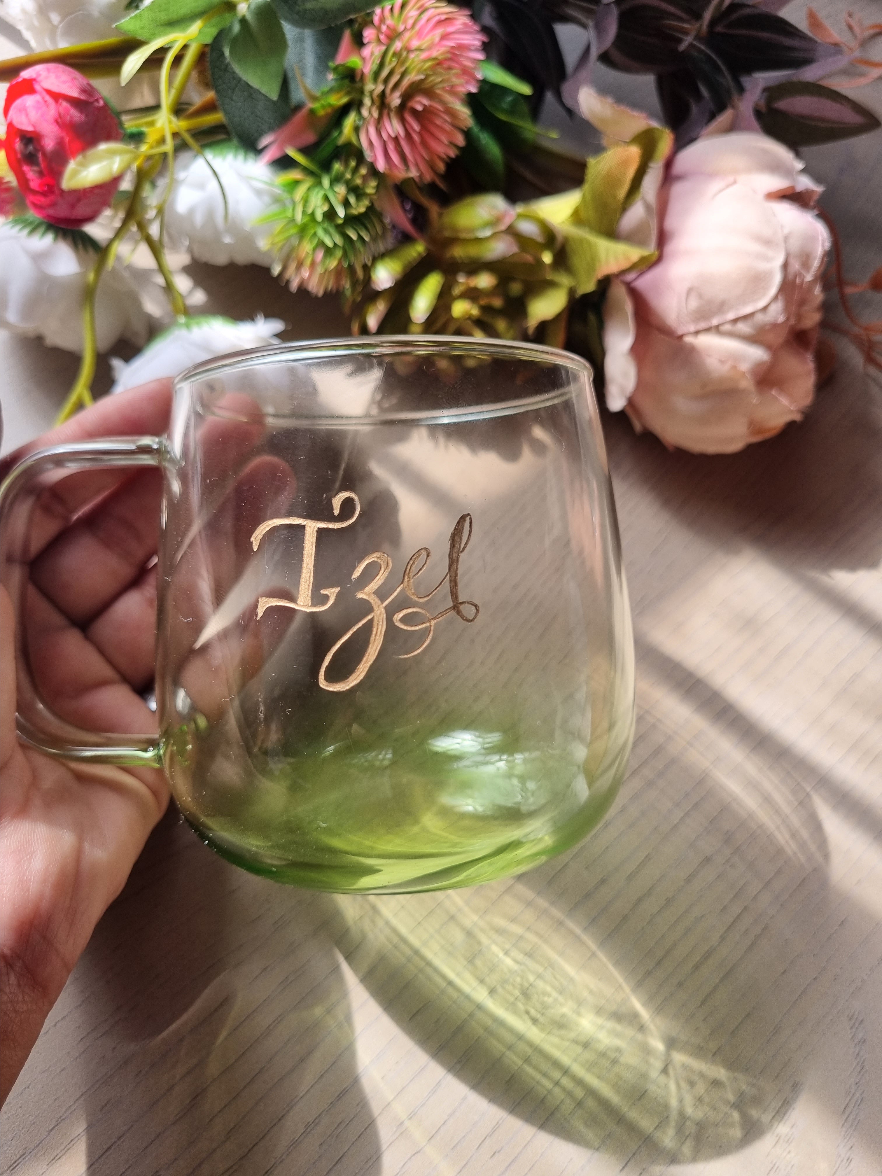 Green ombre Engraved coffee mug(microwave safe)