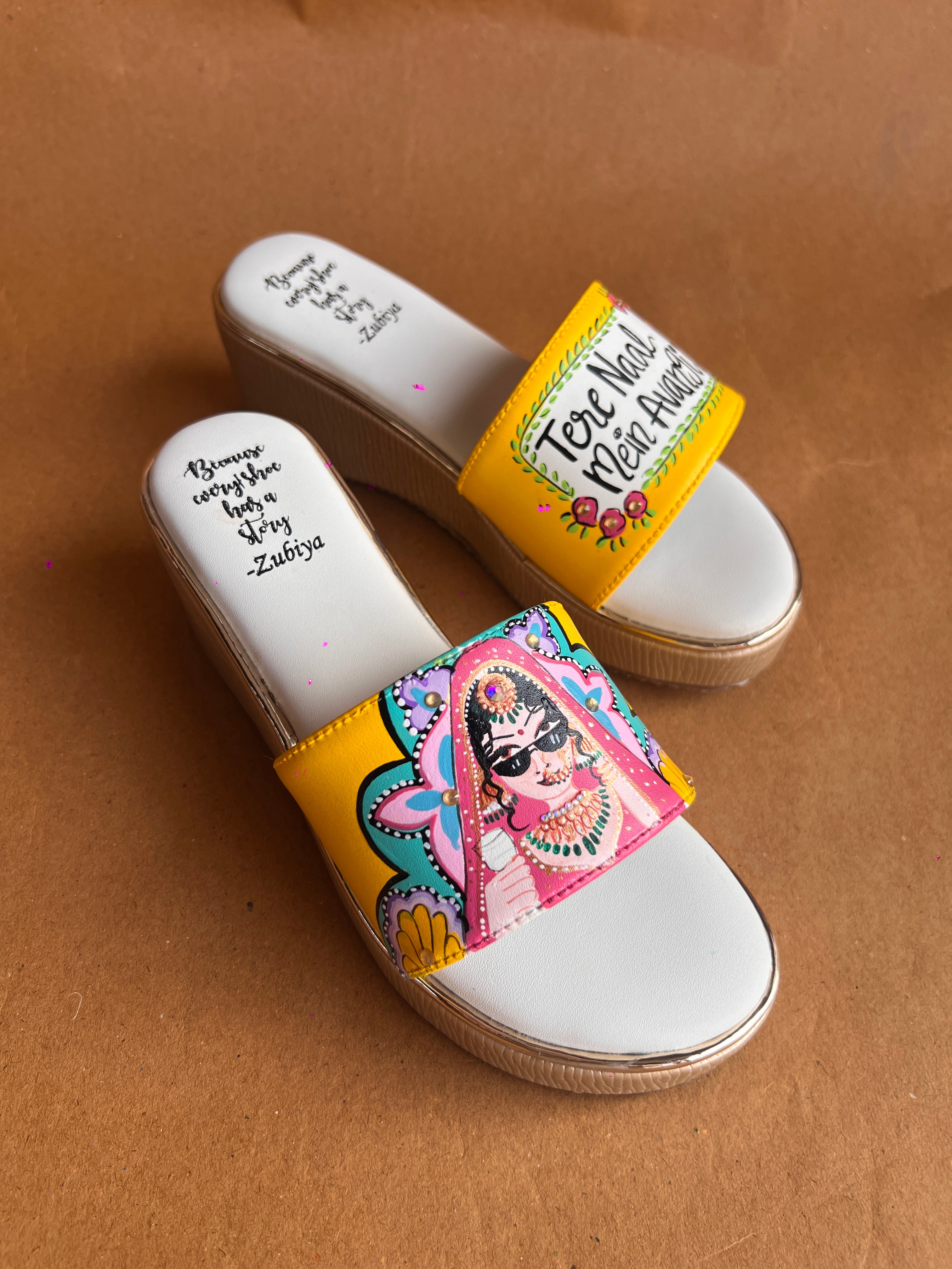 Yellow golden wedges swag dulhan heels