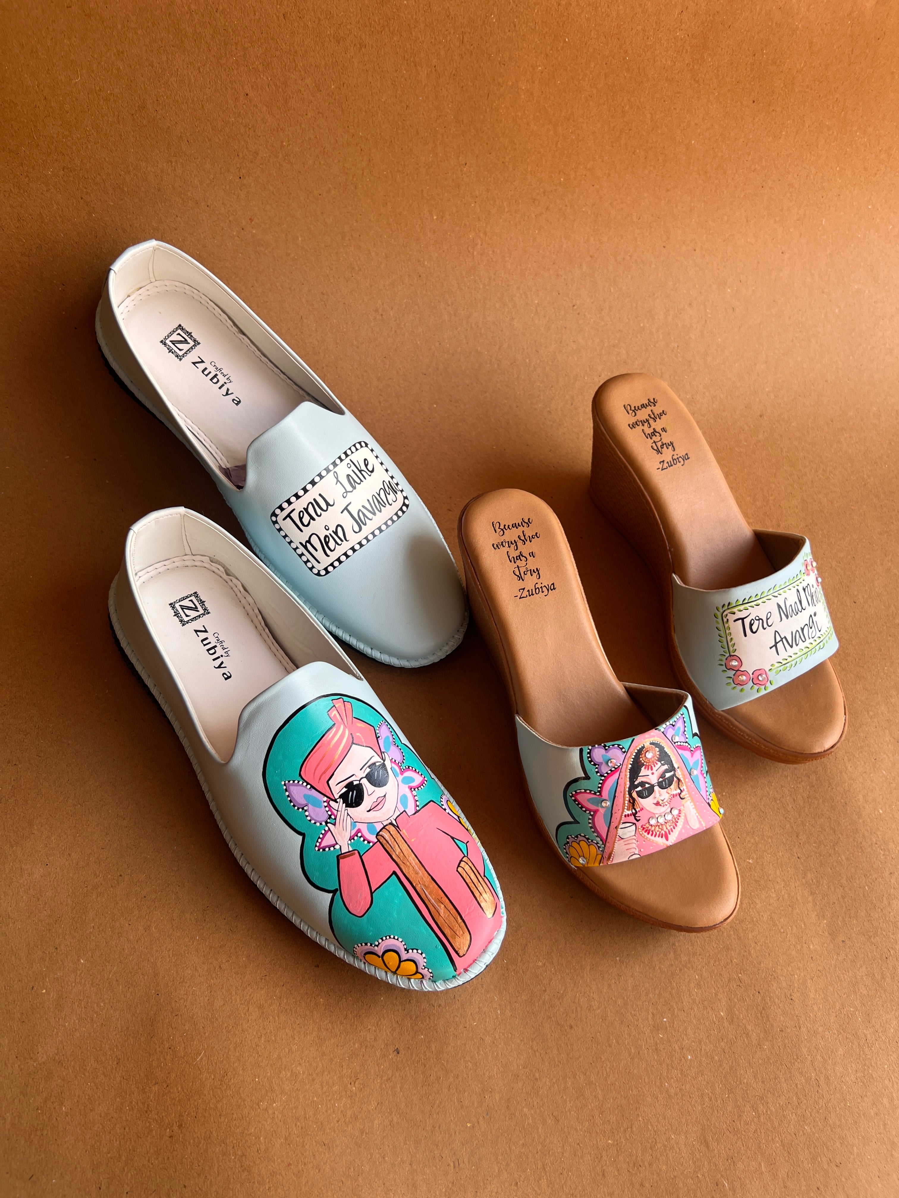 Powder blue men’s Mojris - 3.5 inch wedges couple combo