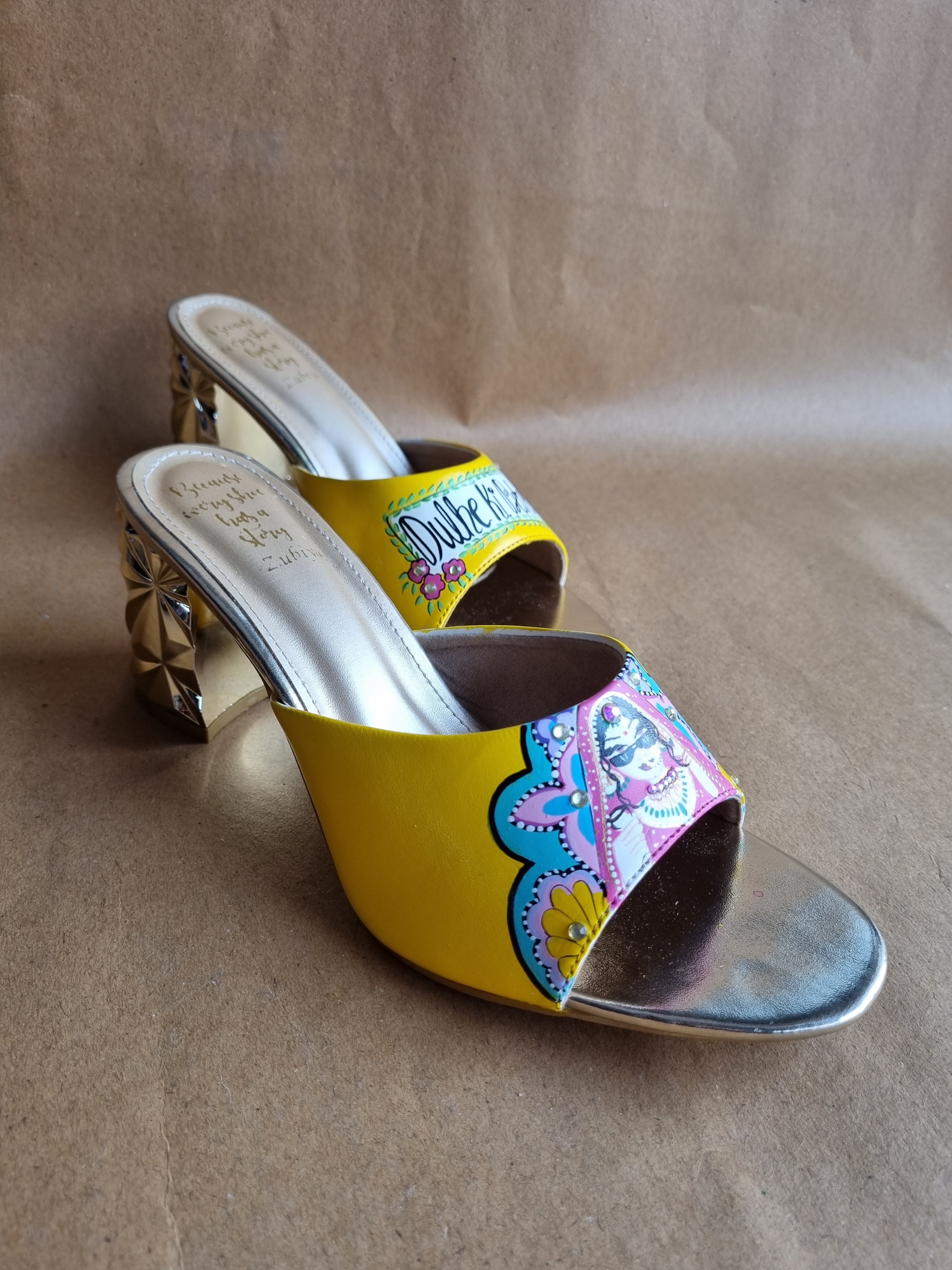 3 inch yellow swag dulhan heels