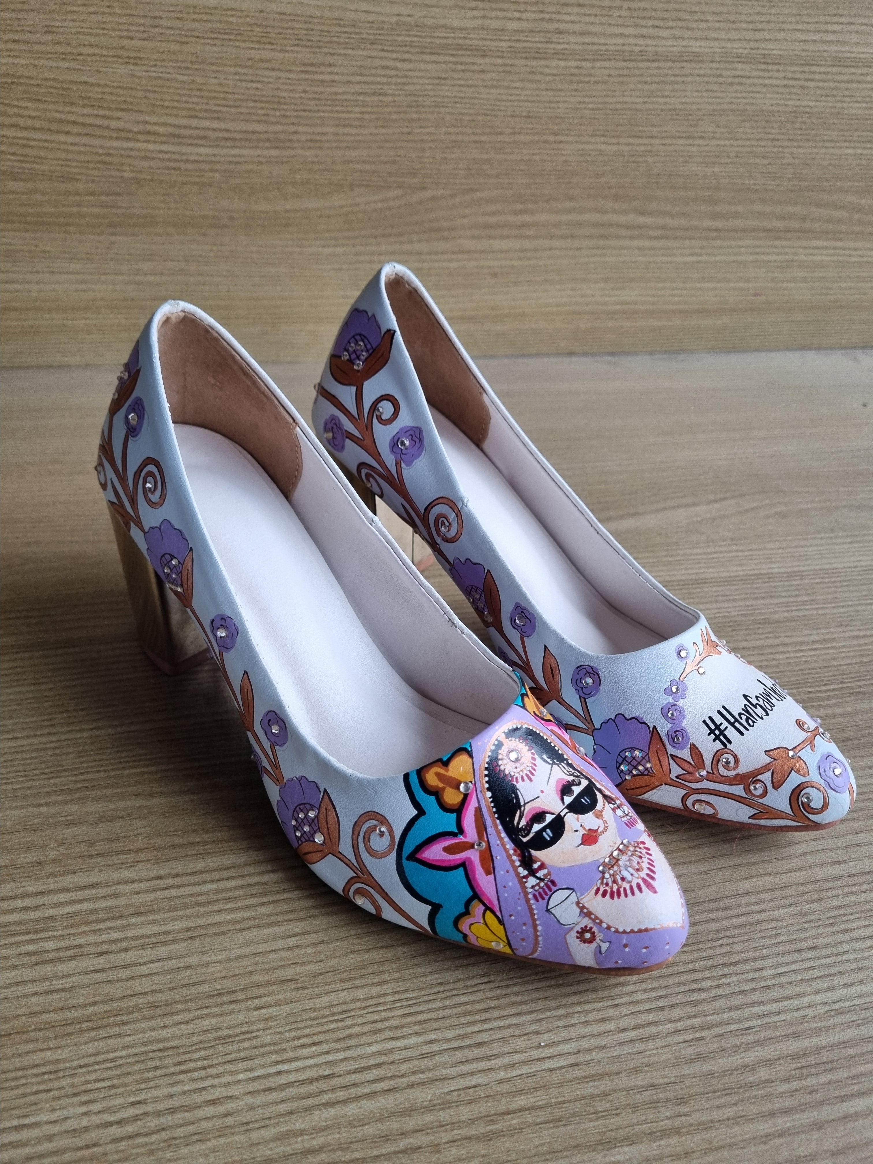 Powder blue lavander intricate men’s Mojris - 3.5 inch pump block couple combo